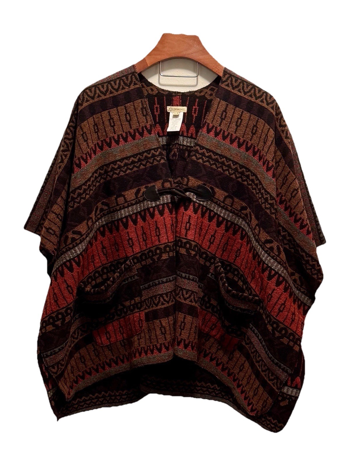 Vtg Democracy Poncho Soft & Comfy WoolBlend Beautiful Native Design Sz S/M & L