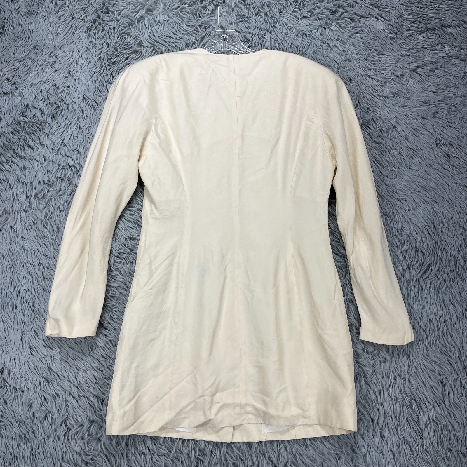 Vintage Ellen Tracy Silk Jacket Women’s 6 Ivory 80’s Retro Luxury Mid-Length