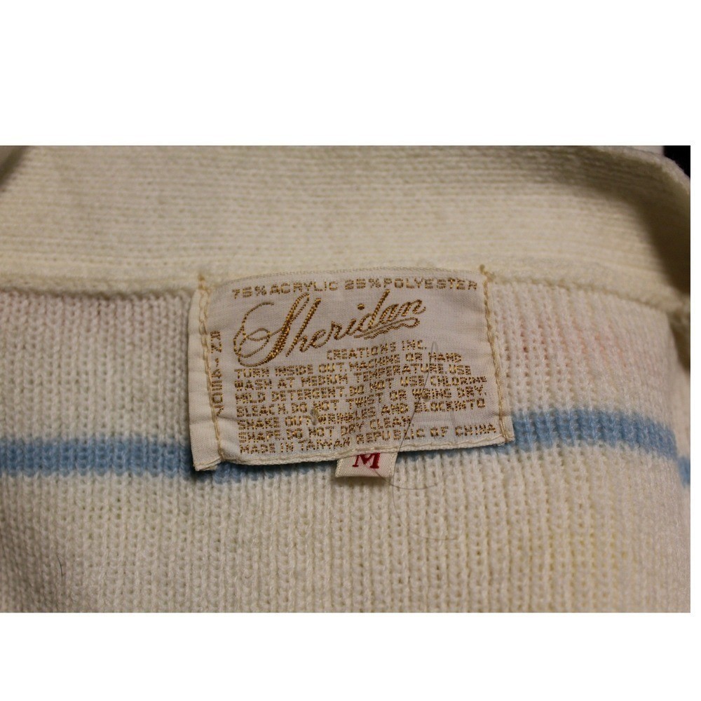Vintage 1970s Knit Sweater Dress Belted Rainbow Stripe Short Sleeve SZ Med Retro