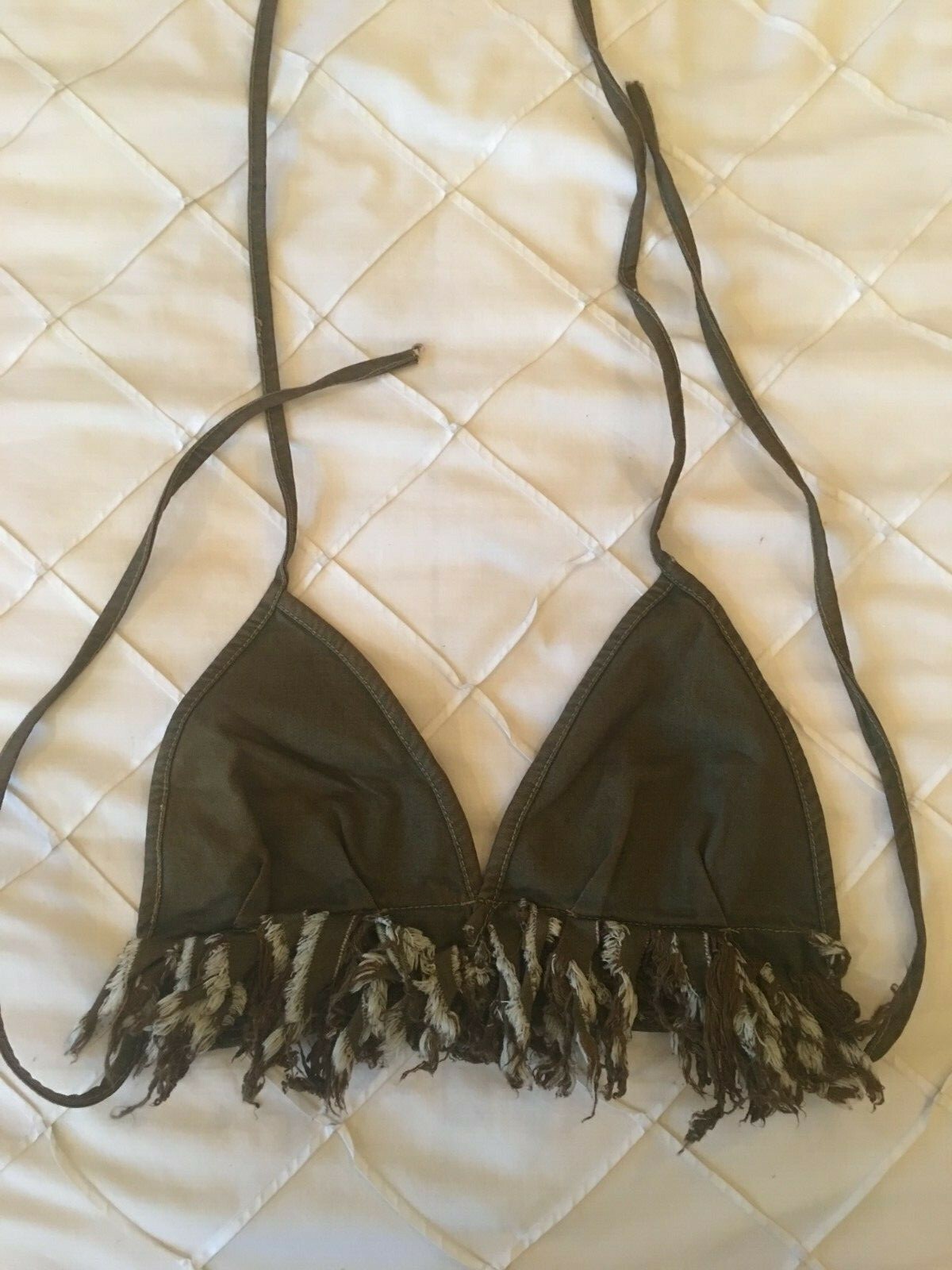 VINTAGE JEANS BRA TOP KHAKI GREEN SIZE MEDIUM BRAND NEW