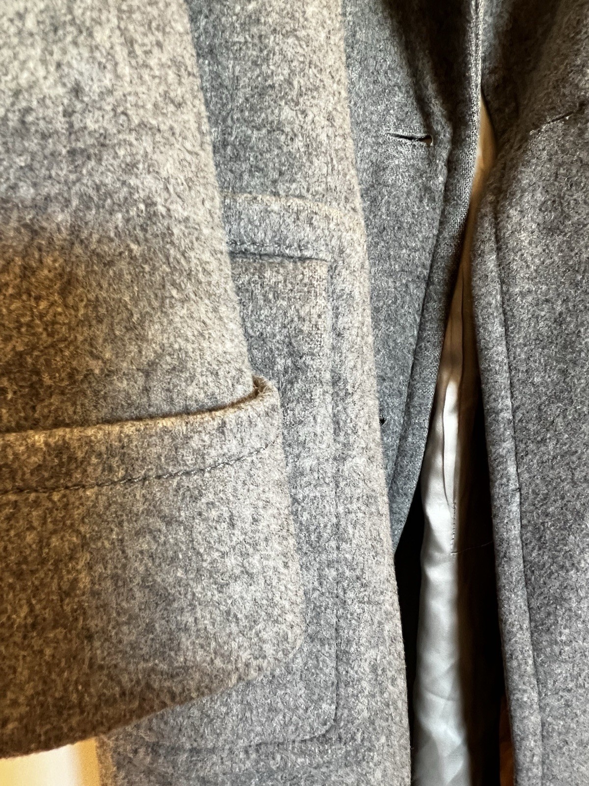 Celine Paris Gray Cashmere Wool Long Women Coat Made In France Padded Shoulders