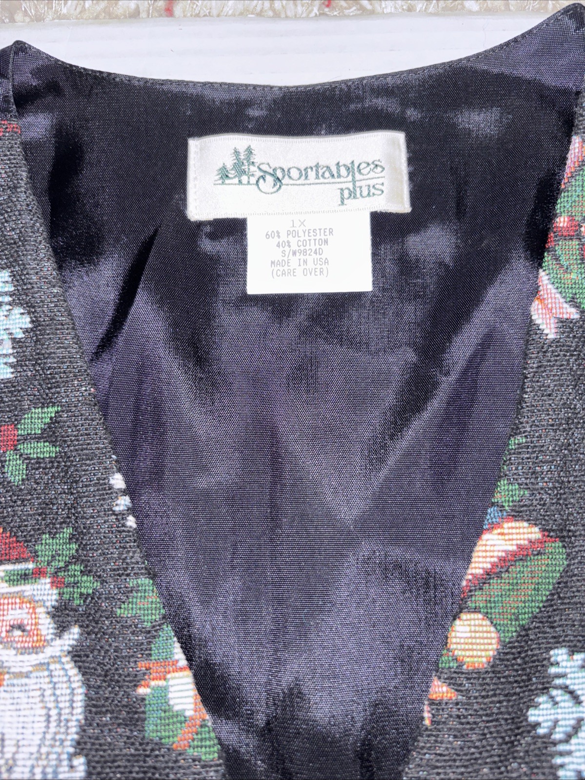 Sportables Plus Vintage Christmas Vest 1x Unisex Ugly Holiday Santa 90s