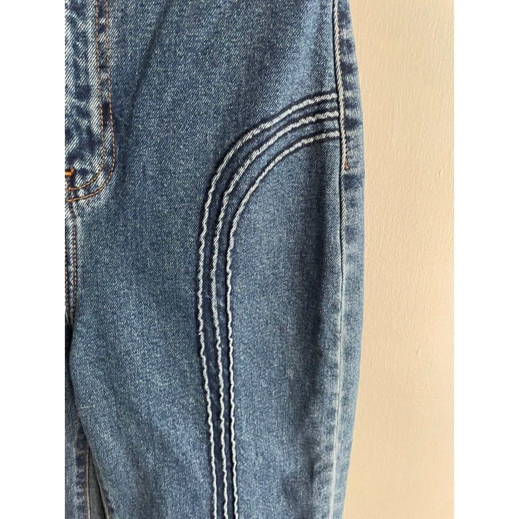 Revice Los Angeles Size 26 High Rise Wide Leg Jeans Contrast Stitch Retro Denim