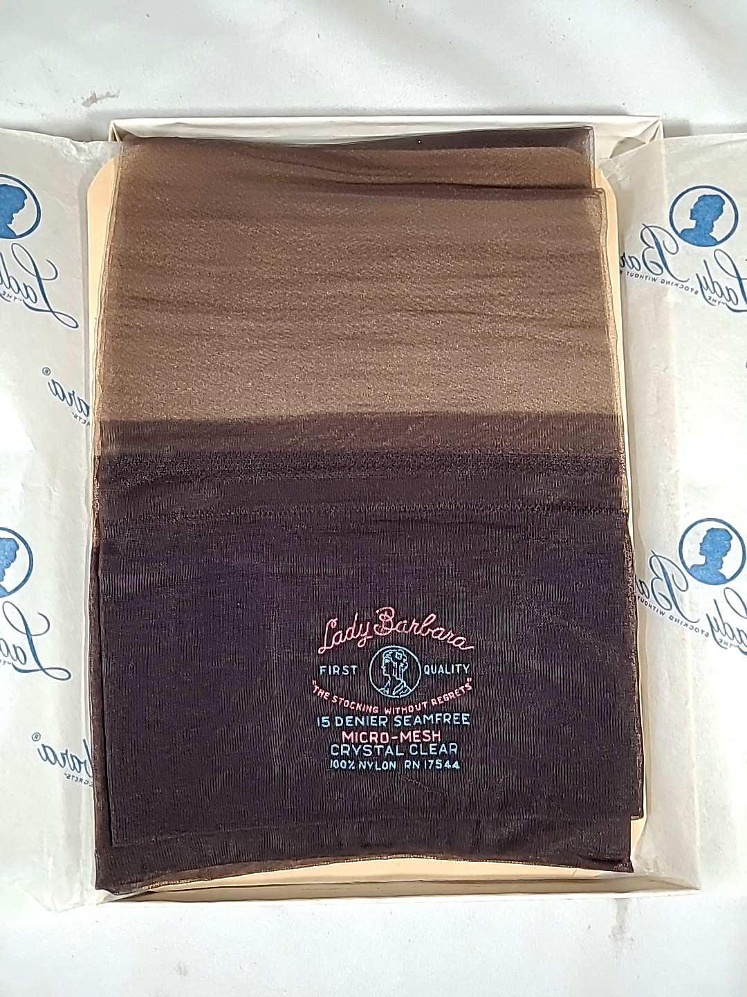 1 Pr – Vtg. 60’s Lady Barbara Sz. 9 1/2 Graphite Nylon Stockings/ 15 Dernier