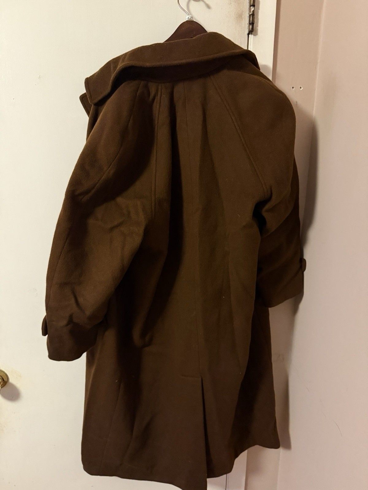 Vintage Paul Levy Women’s Dark Brown 100% Pure Wool Long Coat – see description