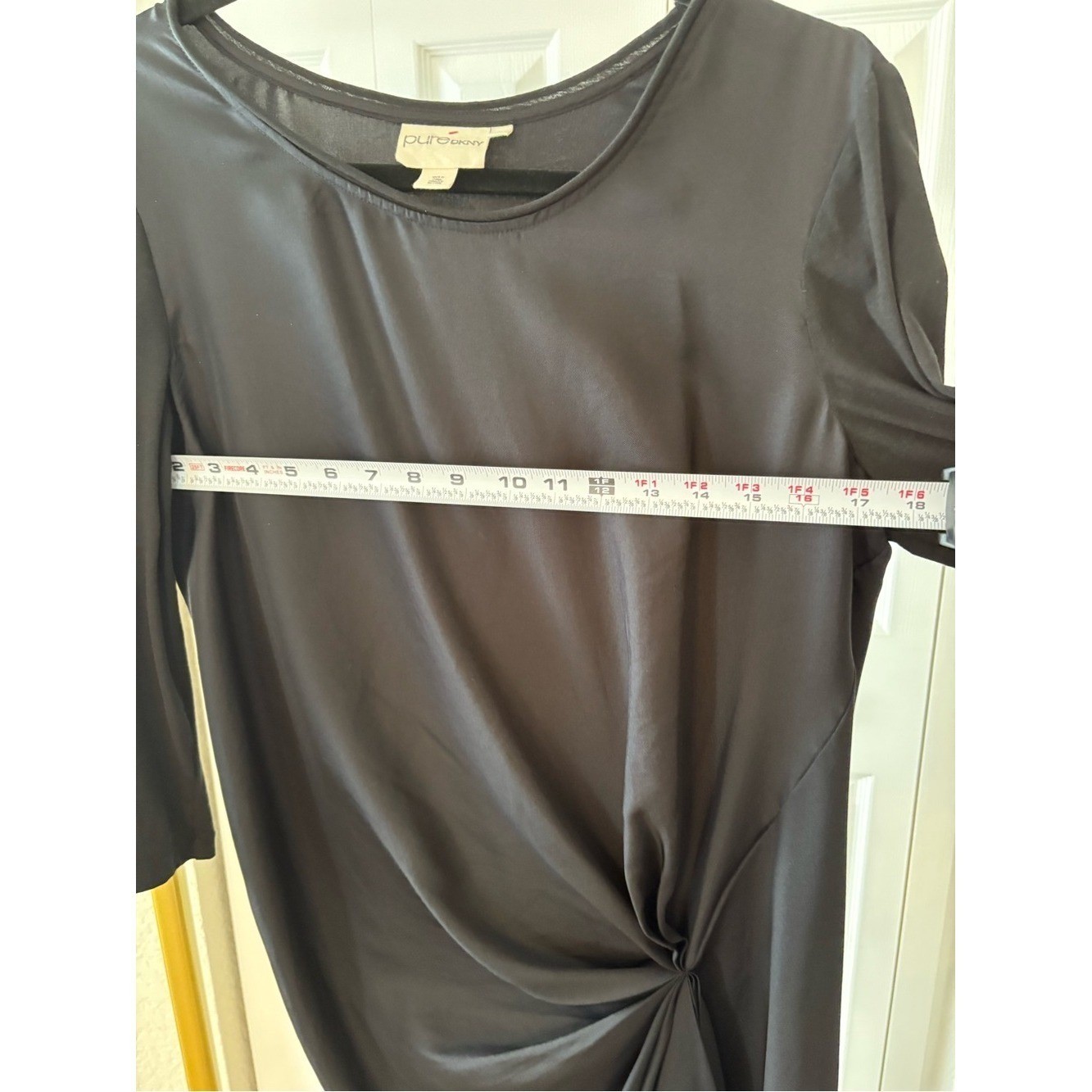 Vintage Pure DNKY Silk Dress Black Size M Twist Front Asymmetric Money Luxury