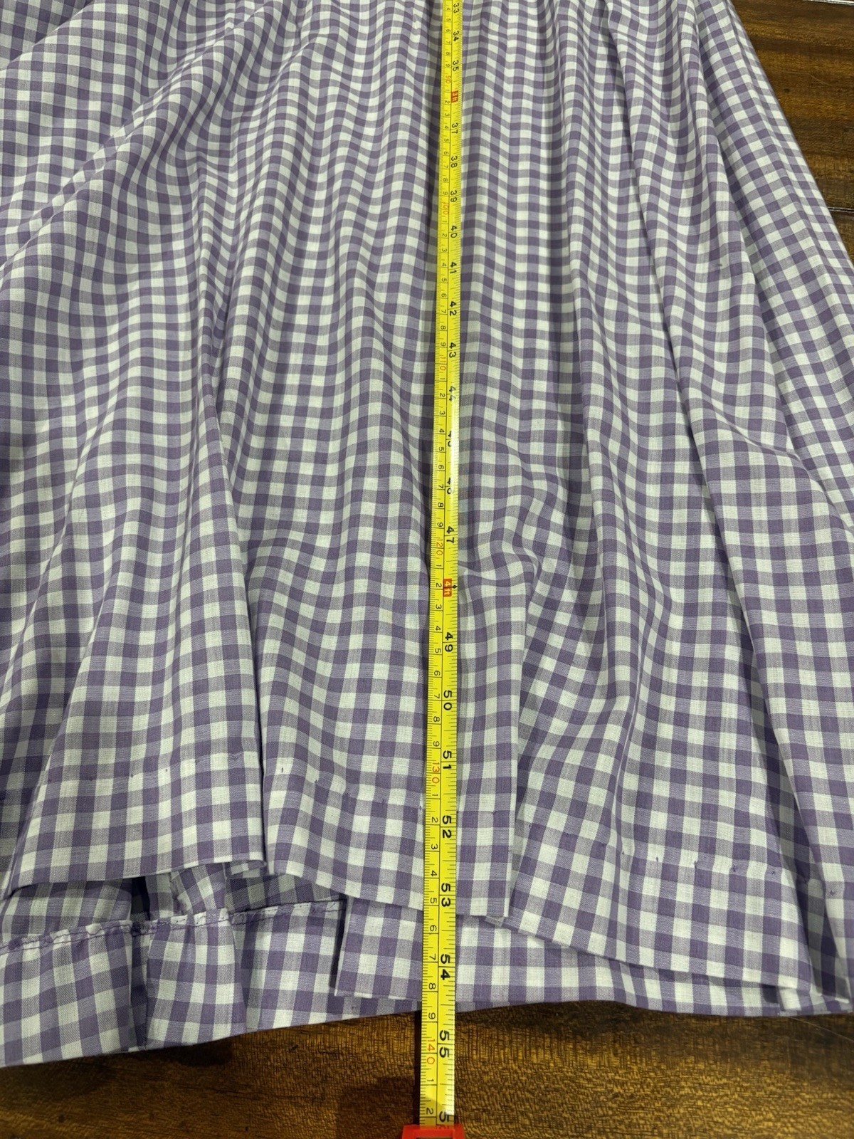 Prairie Style Lavender Gingham Long Dress Sz S Lace Floral Cottage Core Handmade