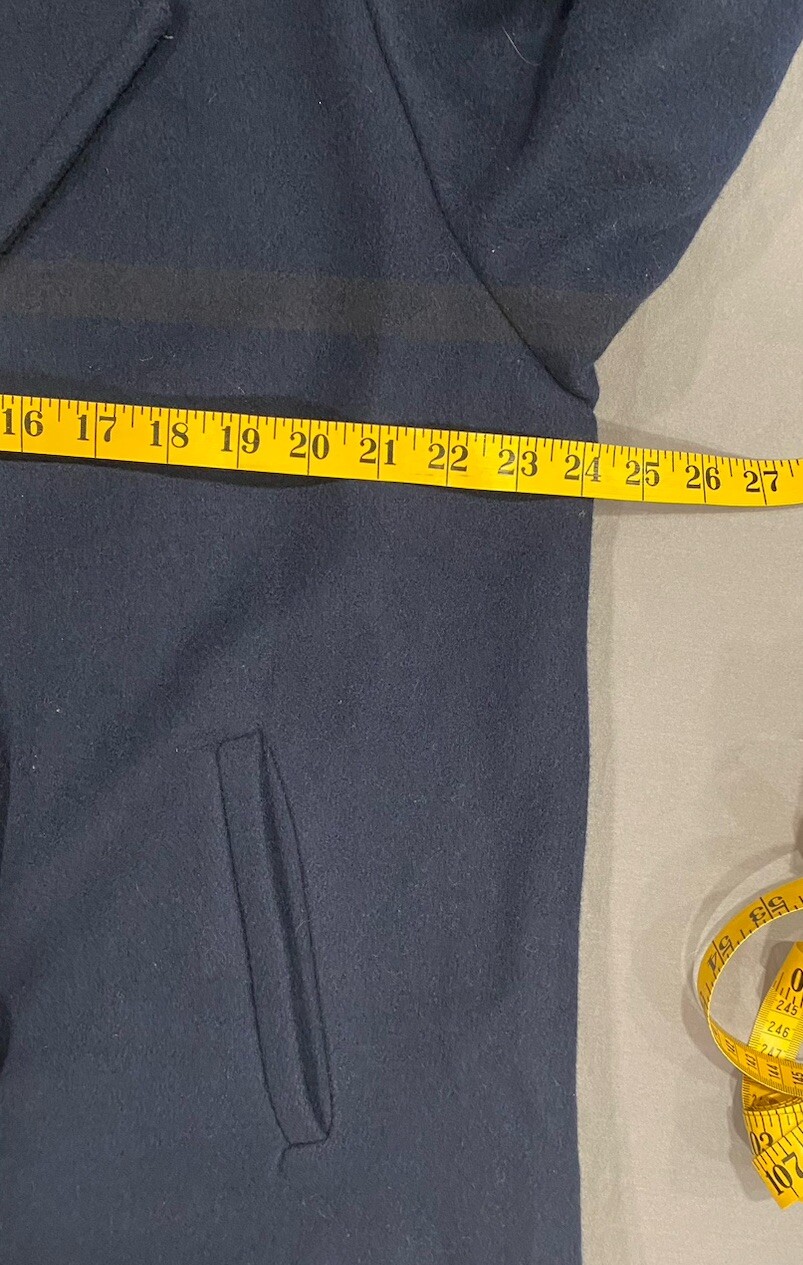VTG Stephanie Andrews Women’s Trench Coat M/L Blue Wool Double-Breasted Lined