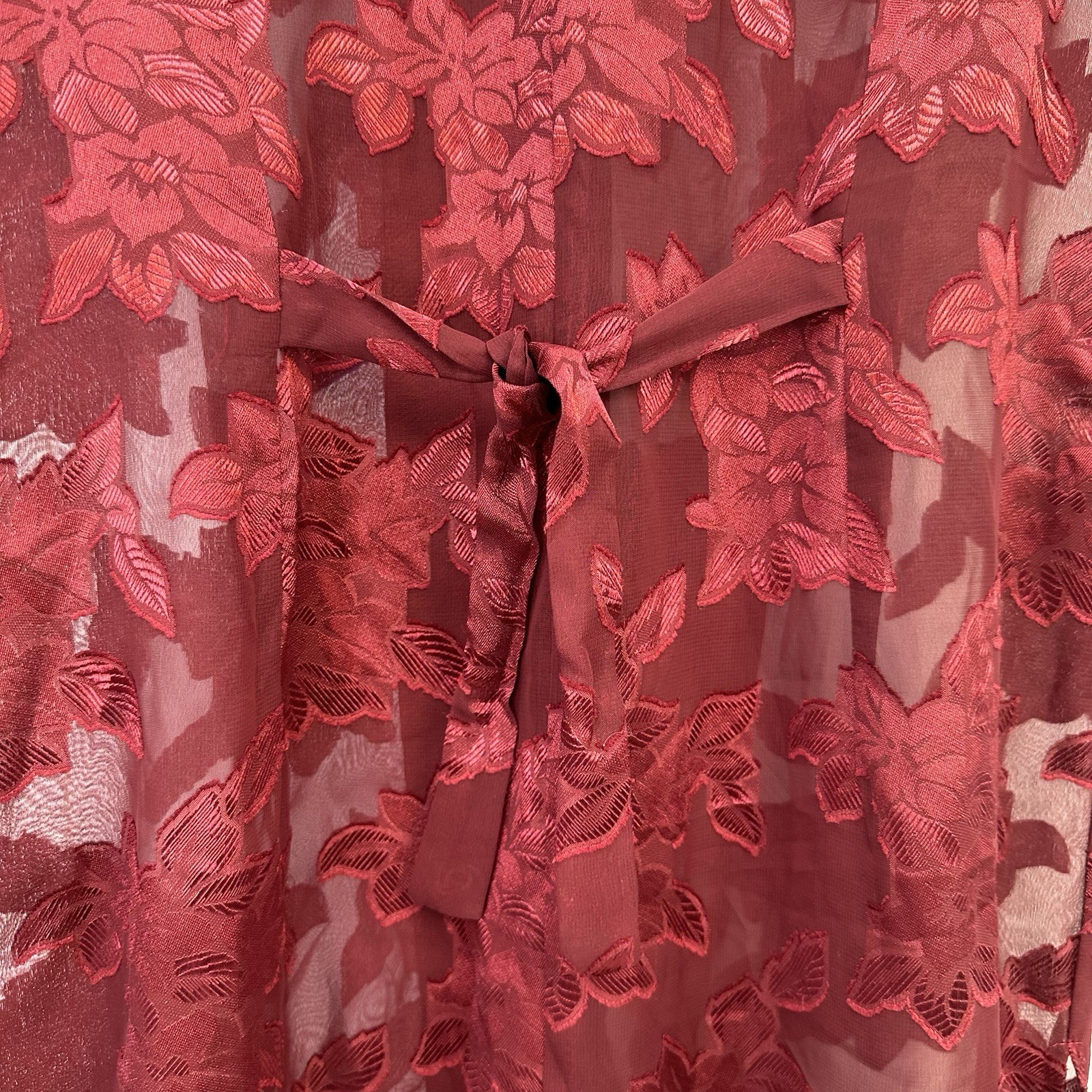 VTG Wayne Diamond Burgundy Cheongsam InspiredSheer DusterFrog Closure USA 8 READ