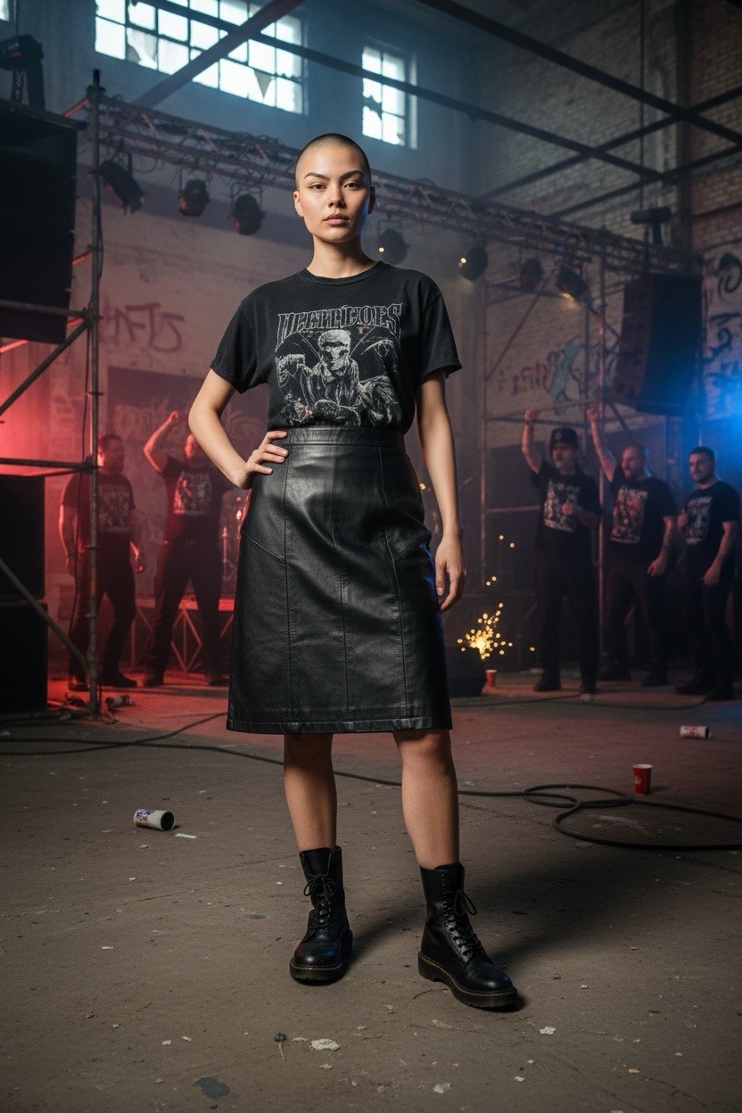 Vintage Y2K Tango 3/4 Black Leather A Skirt Whimsigoth Witchcore Grunge Gothic