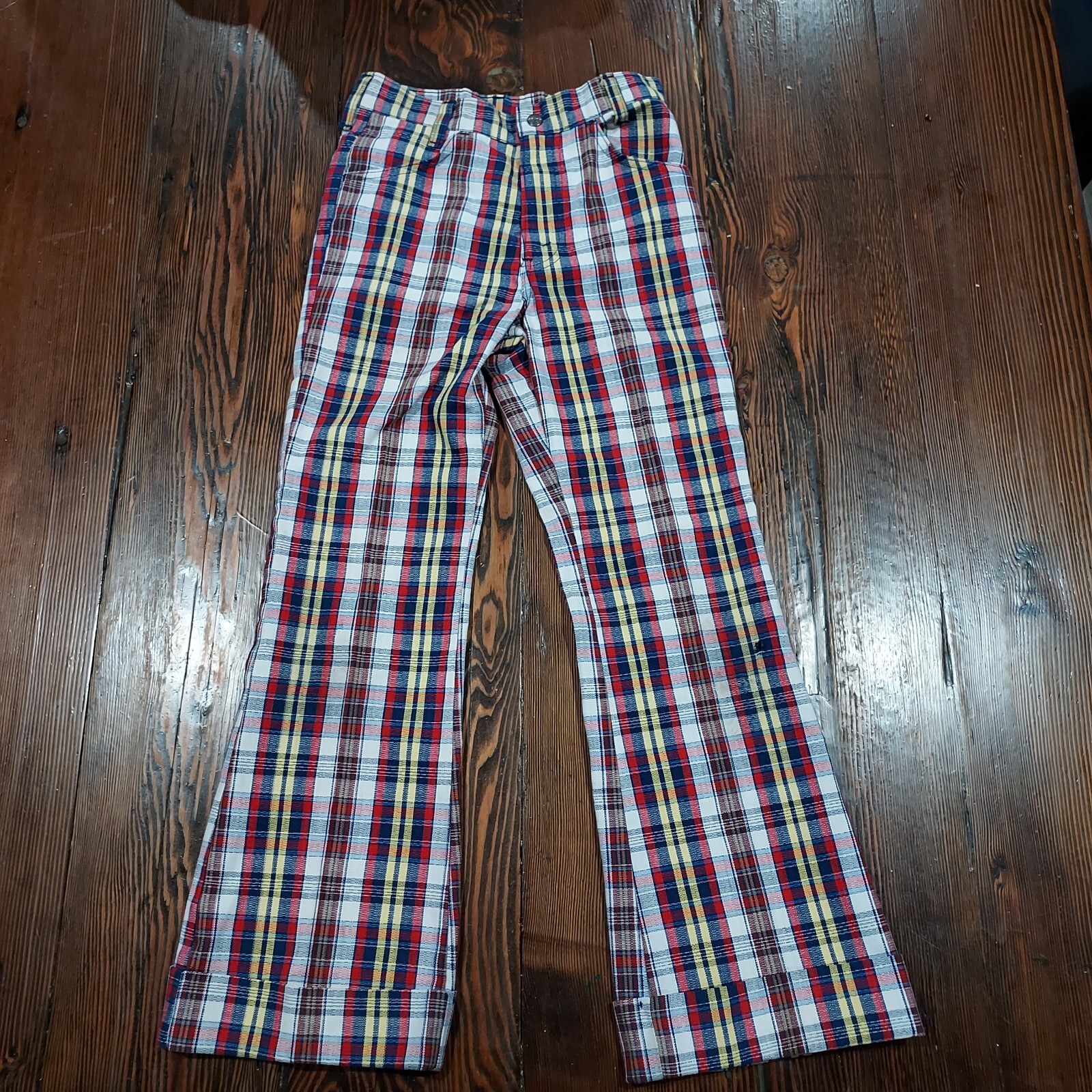 VTG 70’s Levi’s Boys Sta-Prest Plaid Flare Slacks Reg 12 Made in USA