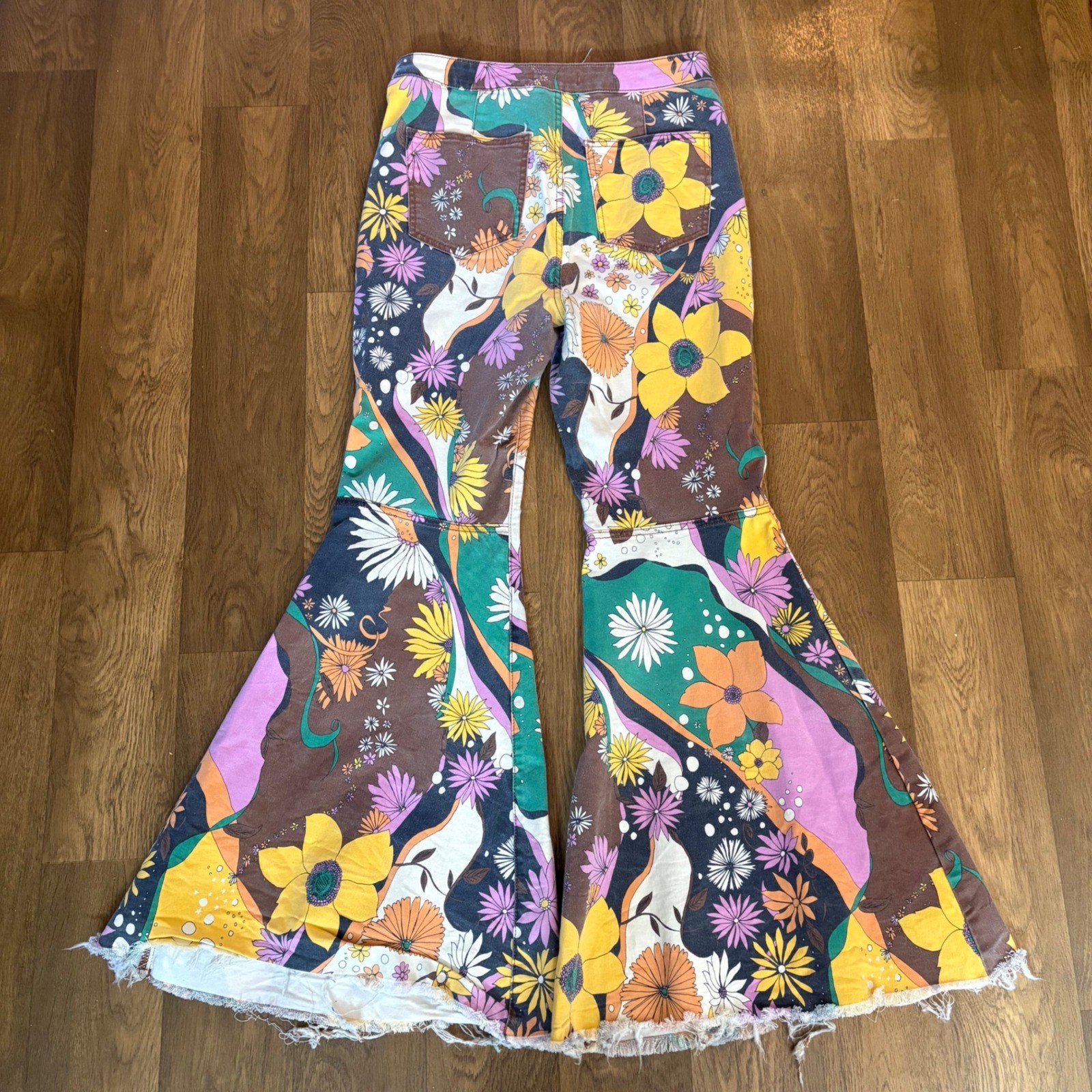 RARE We The Free Free People Boho „Just Float On” Frayed Flared Stretch Pants