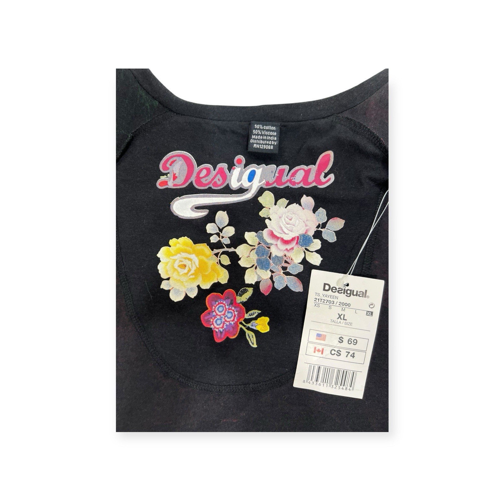 VTG Y2K DESIGUAL WHIMSICAL T-SHIRT TOP RAVE MOD DISCO PSYCHEDELIC CYBER GOTH NWT