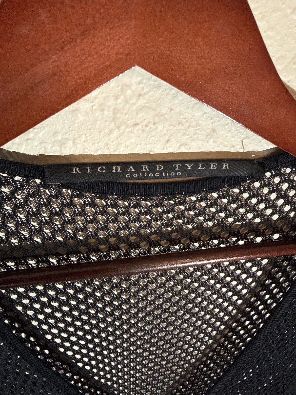 Richard Tyler Collection Made In Italy Black Mesh Duster Jacket 42 US 8 Timeless