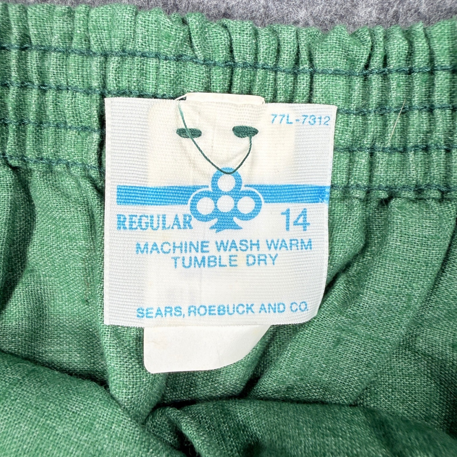 Vintage Sears Roebuck Green A-Line Skirt Floral Trim Made in USA Size 14 70s