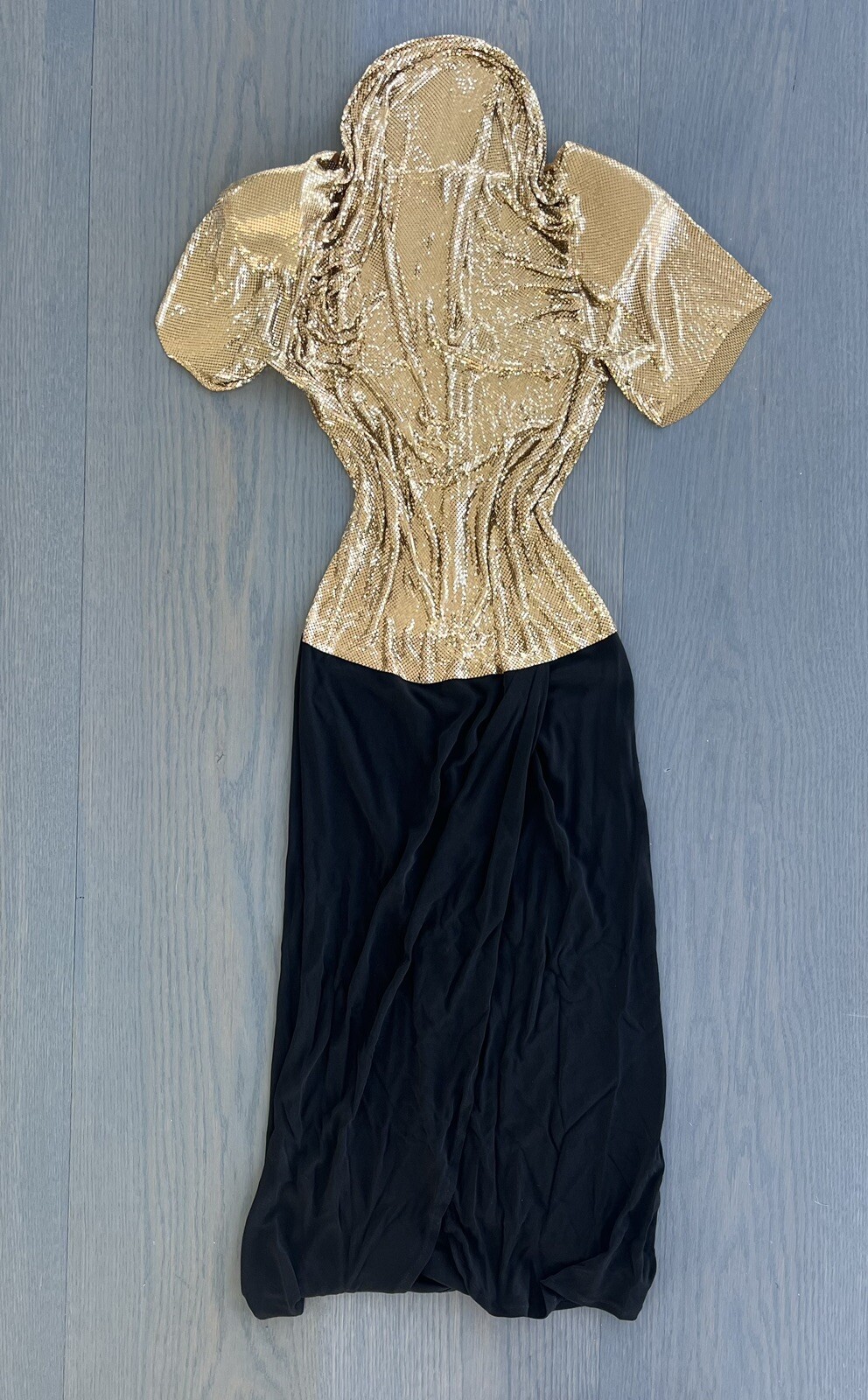 Vintage 1970s Metal Mesh Ferrara Gold Chainmail Dress Lindissima San Juan Small