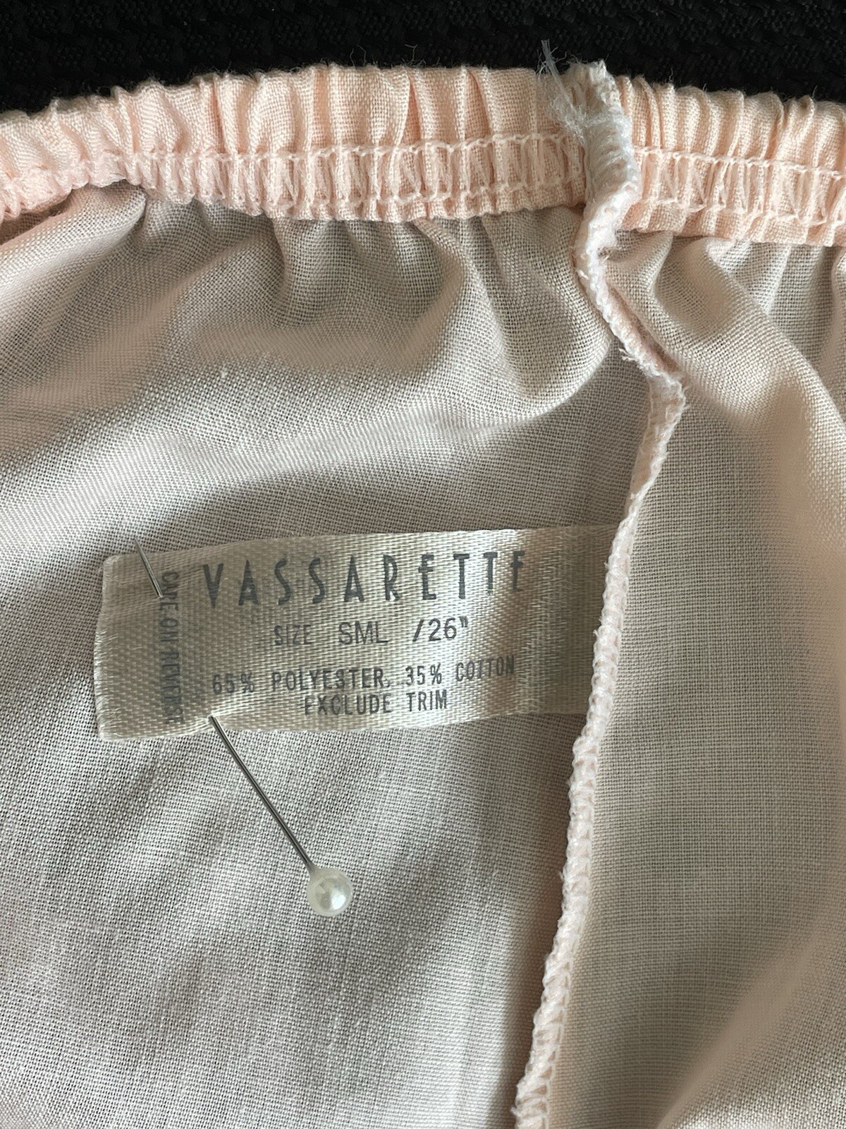 Vintage VASSARETTE Pink 26” Slip With Lace Size Small 65% Polyester 35% Cotton