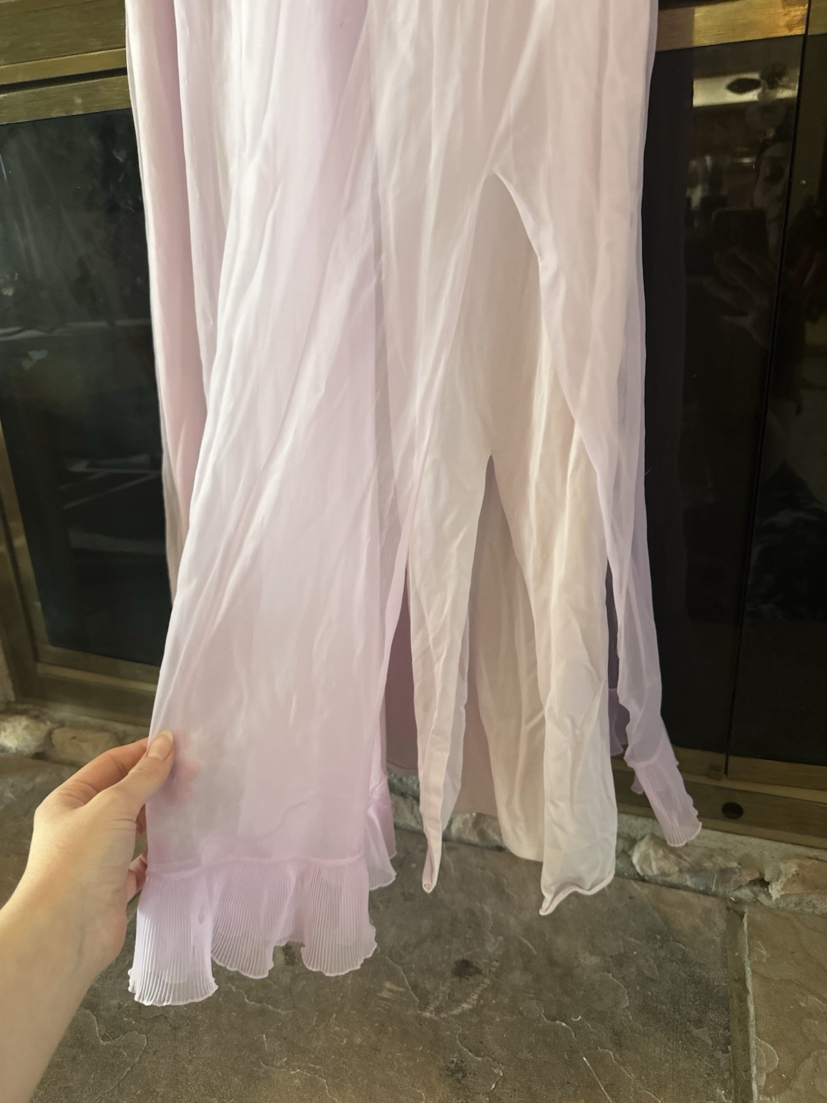 True VTG 70s Lavender Purple Maxi Slip Dress Nightgown Ruffle Fairy Ethereal M/L