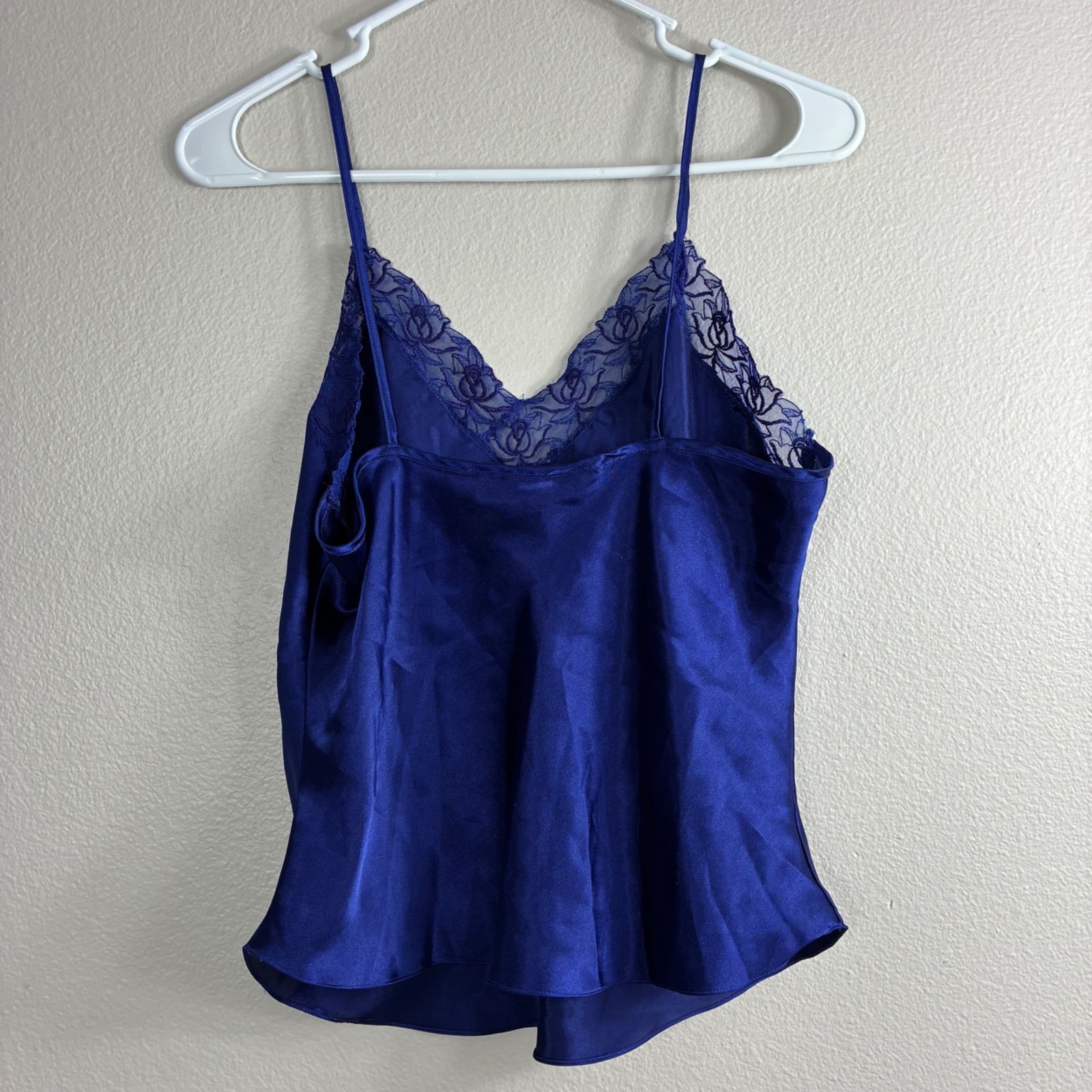 VTG Y2K 90s Victoria’s Secret Gold Label Sapphire Blue Satin Lace Cami M