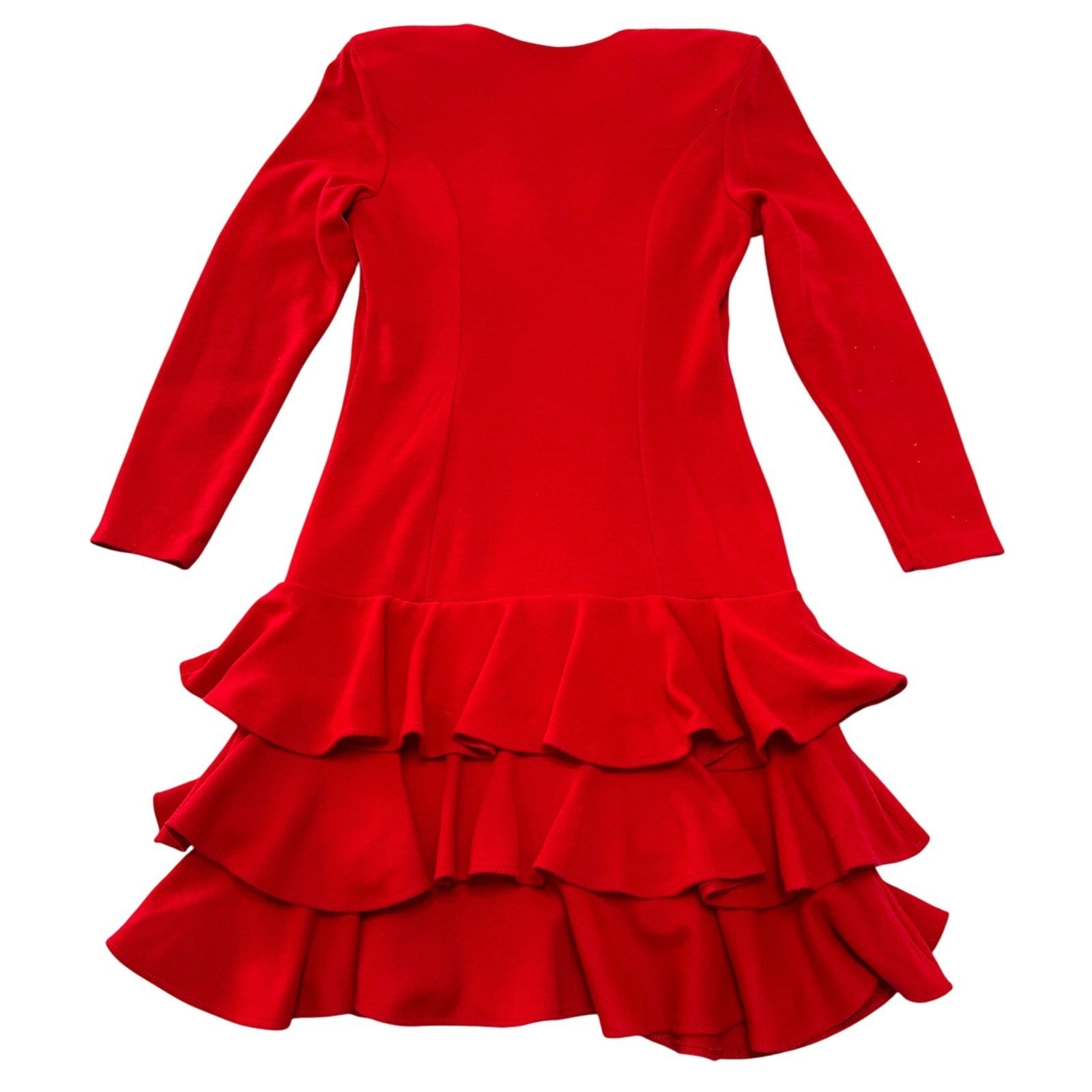 VTG All That Jazz Red Tiered Ruffle Blazer Dress Small Coquette Glam Maximalist