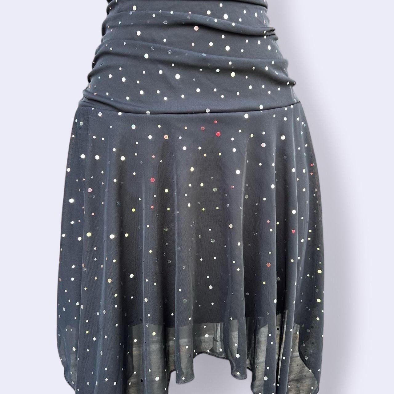 Vintage 90s Black Sequin Halter Dress By Taboo Size Medium