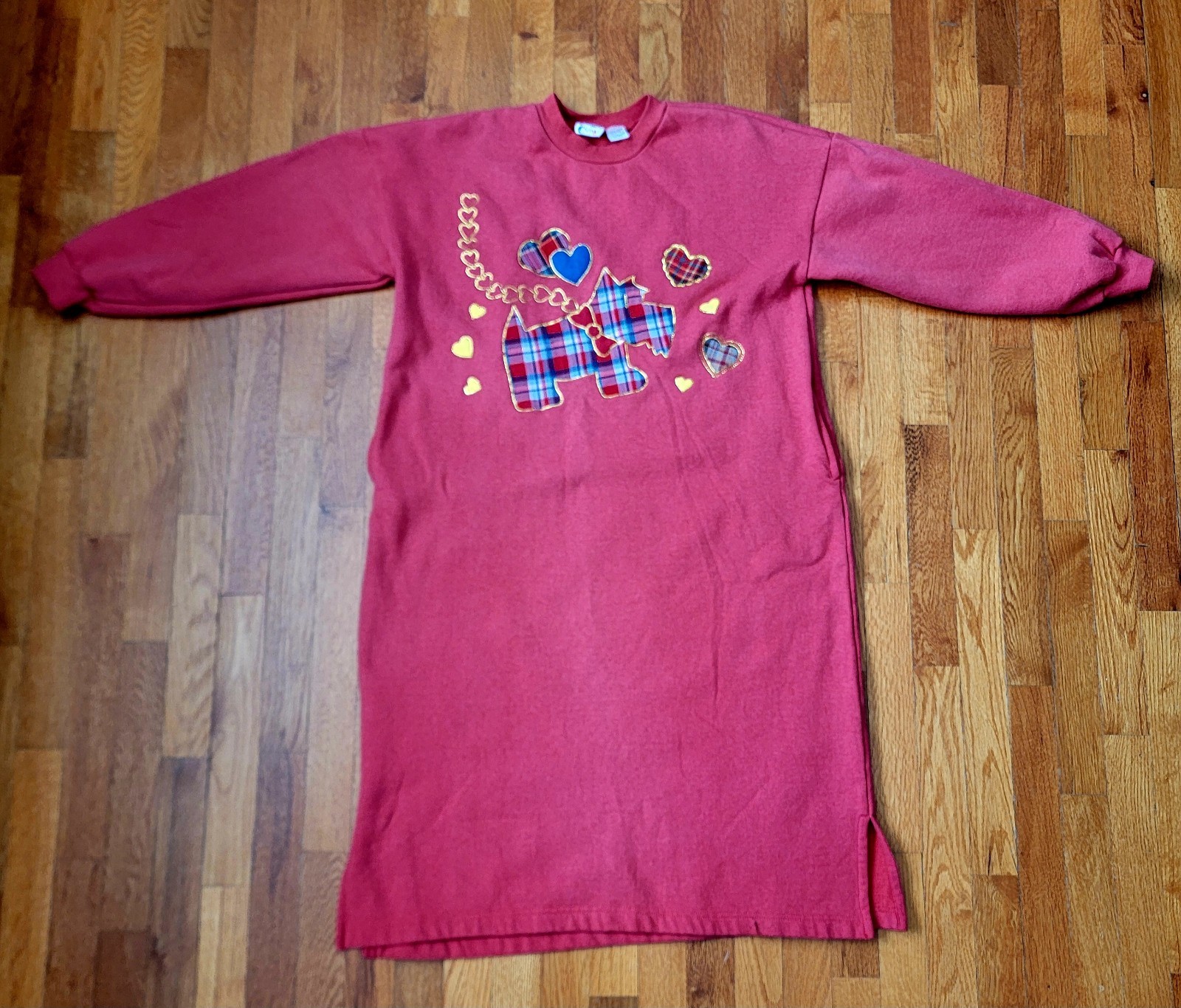 Vintage 1990s Comfy Club Nightgown Retro Night Shirt Size Medium Scotty Dog