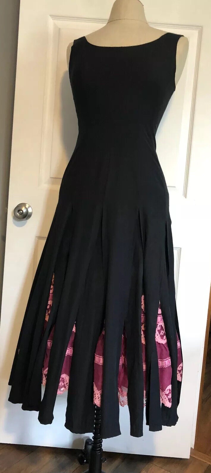 Vintage 1980s Goth Slash Ribbon Dress 2 Layers Fairy Witch Club Kid Cyber Fest M
