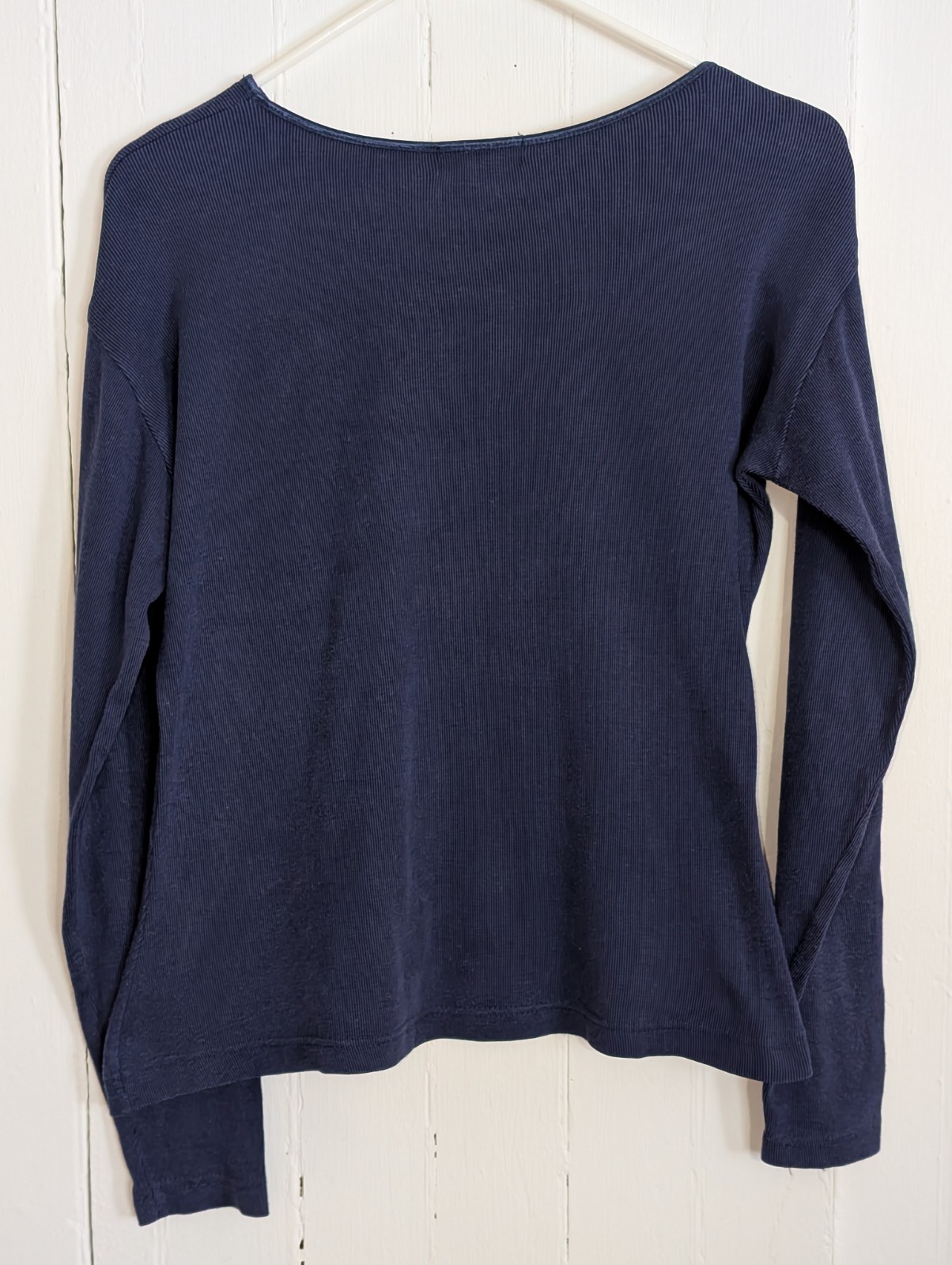 Vintage One Step Up Navy Blue Long Sleeve Blouse Women’s Size Large Cotton Blend