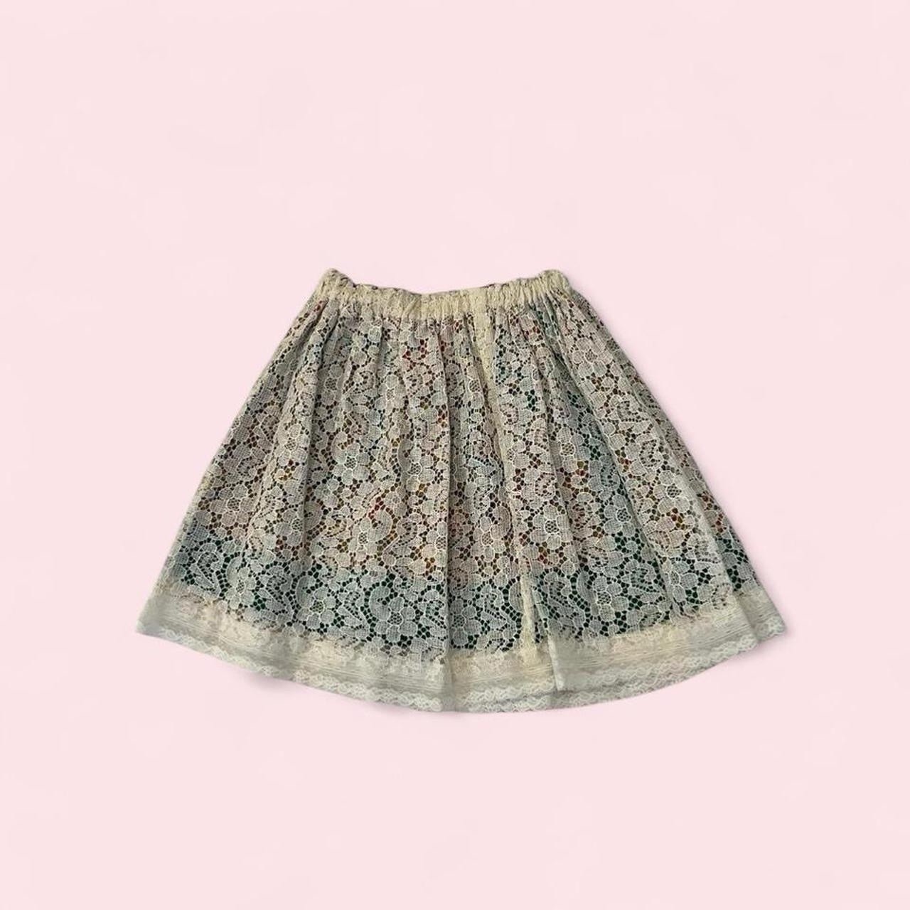 Vintage 60s Handmade Renaissance Revival Skirt Reversible Wool Lace S/M