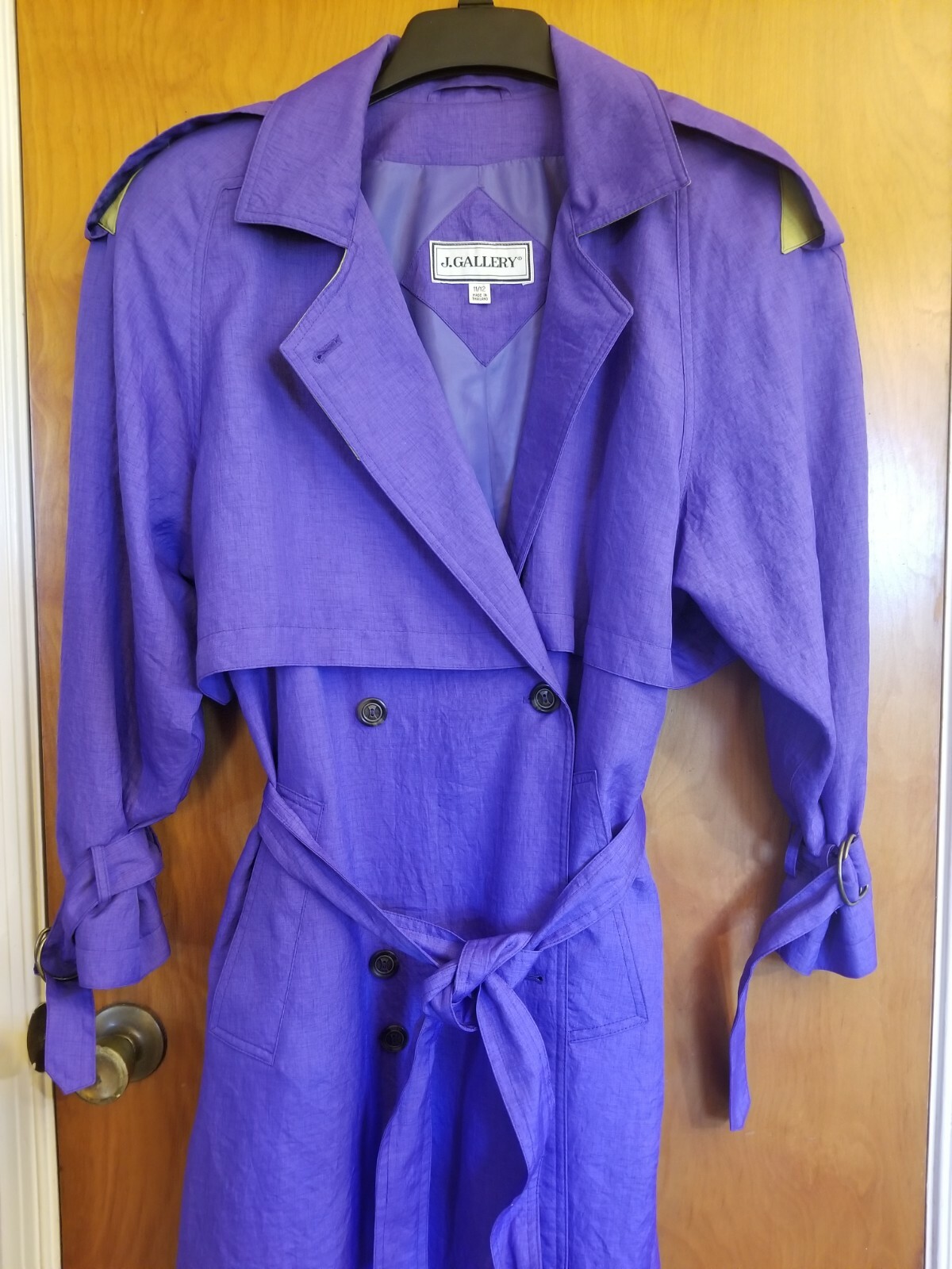 Vintage J. Gallery Trench Jacket Sz 11/12 Purple Chartreuse 80’s 90’s Y2K