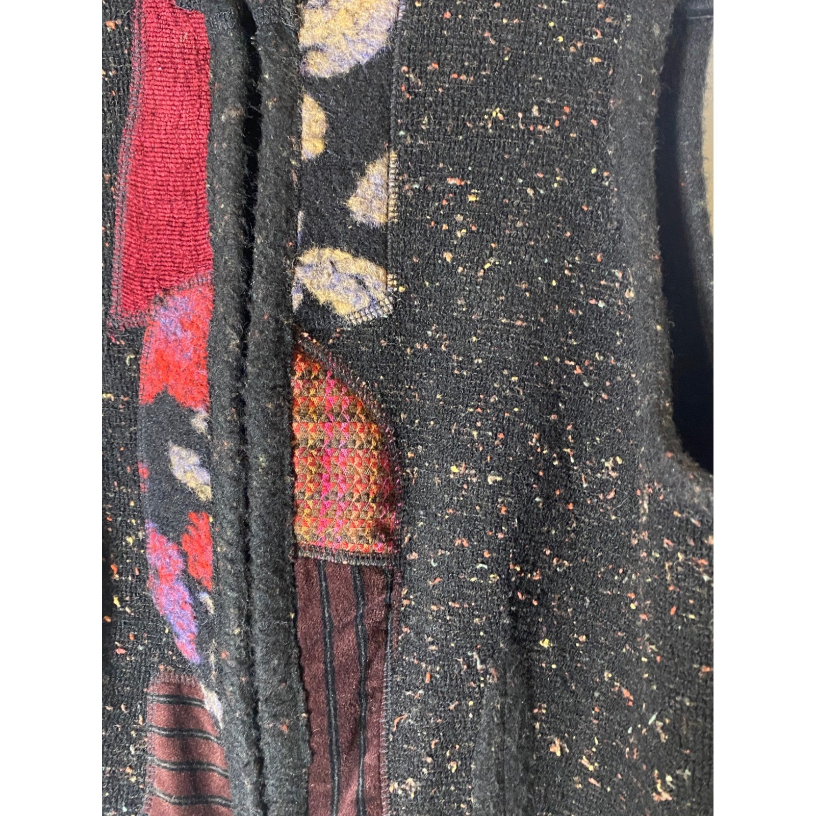 Vintage Canvasbacks Wool Blend Patchwork Art To Wear Flecked Boho Vest S