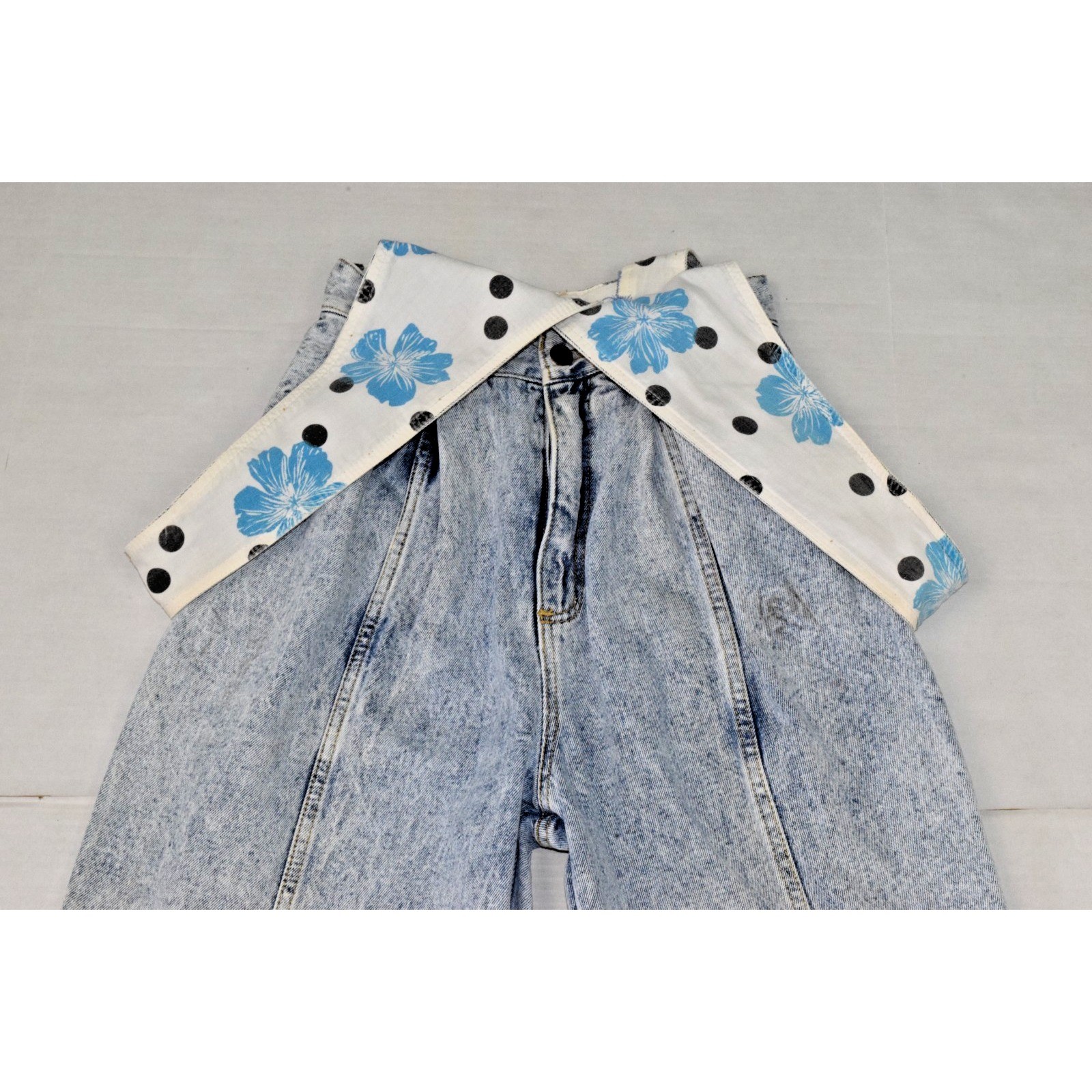Vintage Overall Jeans Venus 24 x 26 80s Acid Wash Balloon Leg Floral Lined RARE