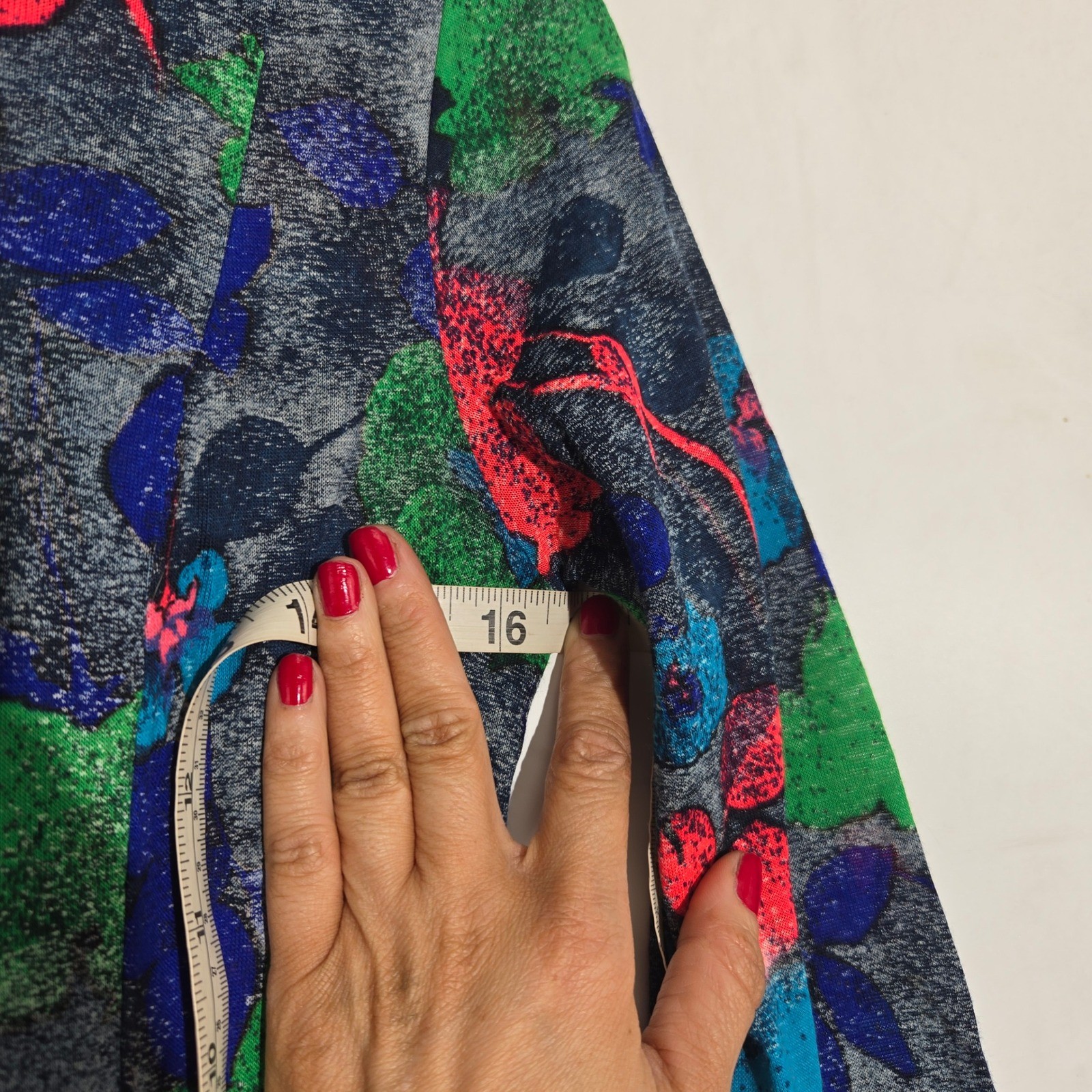 Vtg 70s Zerlina Italian Maxi Dress Blue Green Floral Abstract Long Sleeve