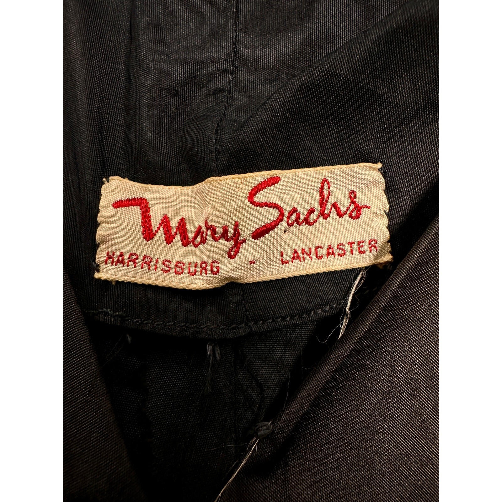 VTG 50s Mary Sachs Black Silk Taffeta Couture LBD Rockabilly Glam M