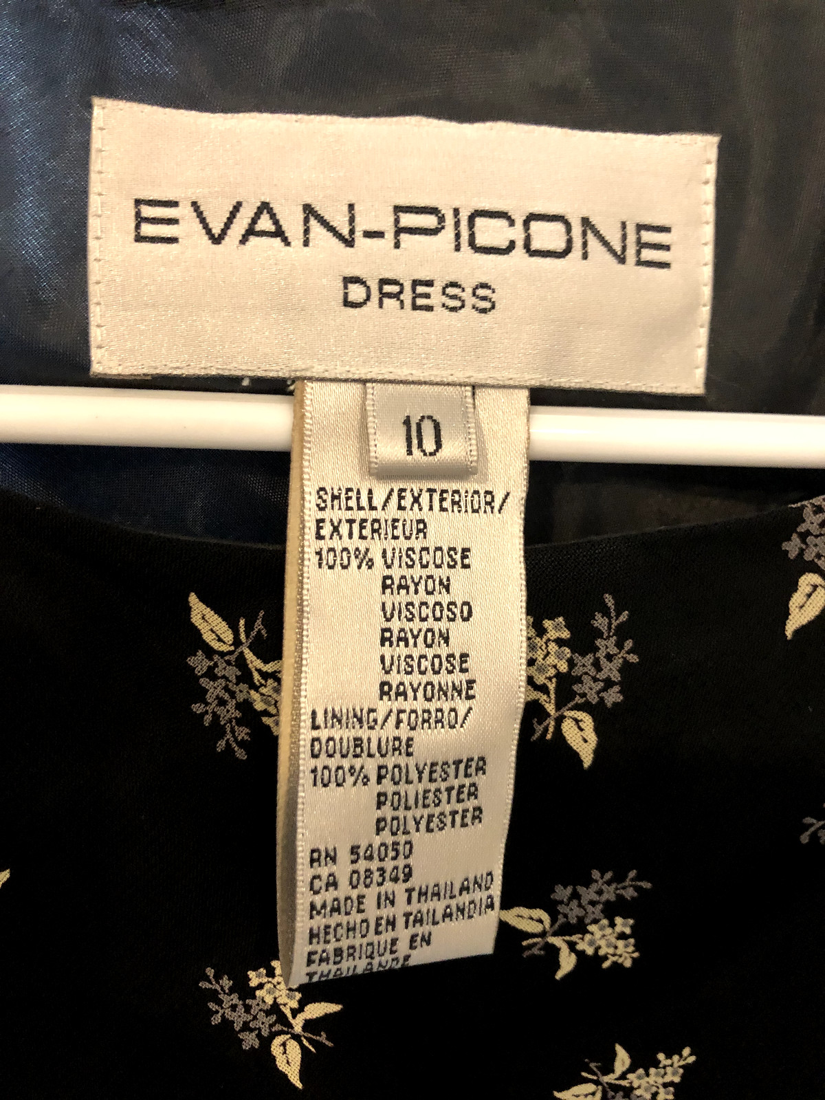Evan Picone Vintage 90s Dress – Black, Floral Print Size 10