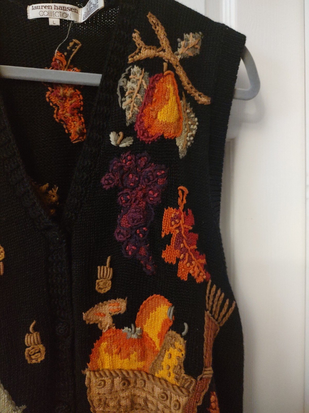 Vintage 90s Lauren Hansen Collection Autumn Harvest Fall Halloween Vest Large