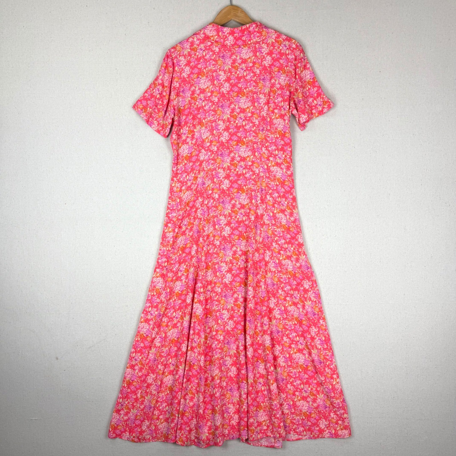 Betsy Lauren Vintage 90s Pink Floral Rayon Maxi Dress Cottagecore 8 1990s Garden