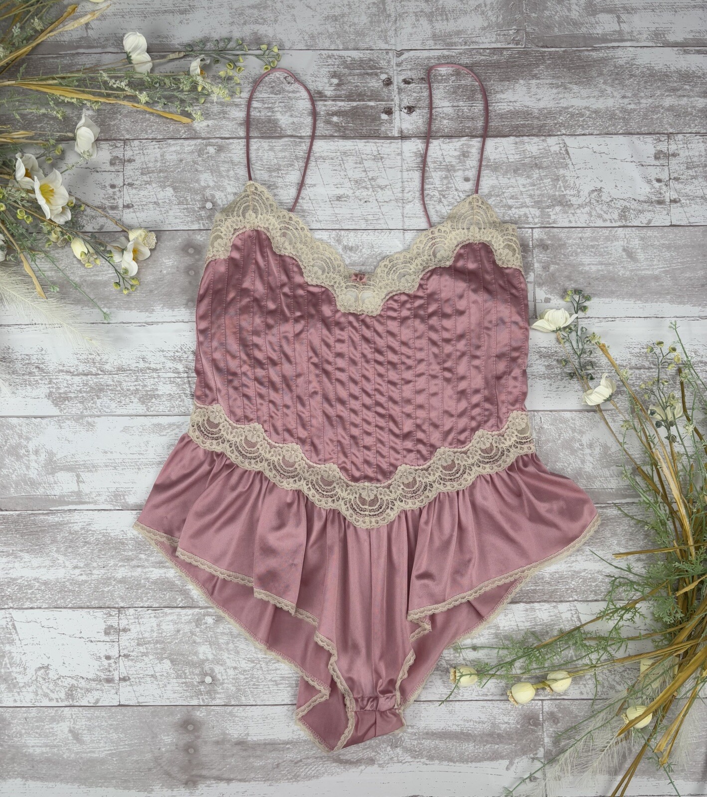 Vintage 1970s Purple Nylon Lingerie Snap Crotch Teddy boudoir Saks Fifth Ave
