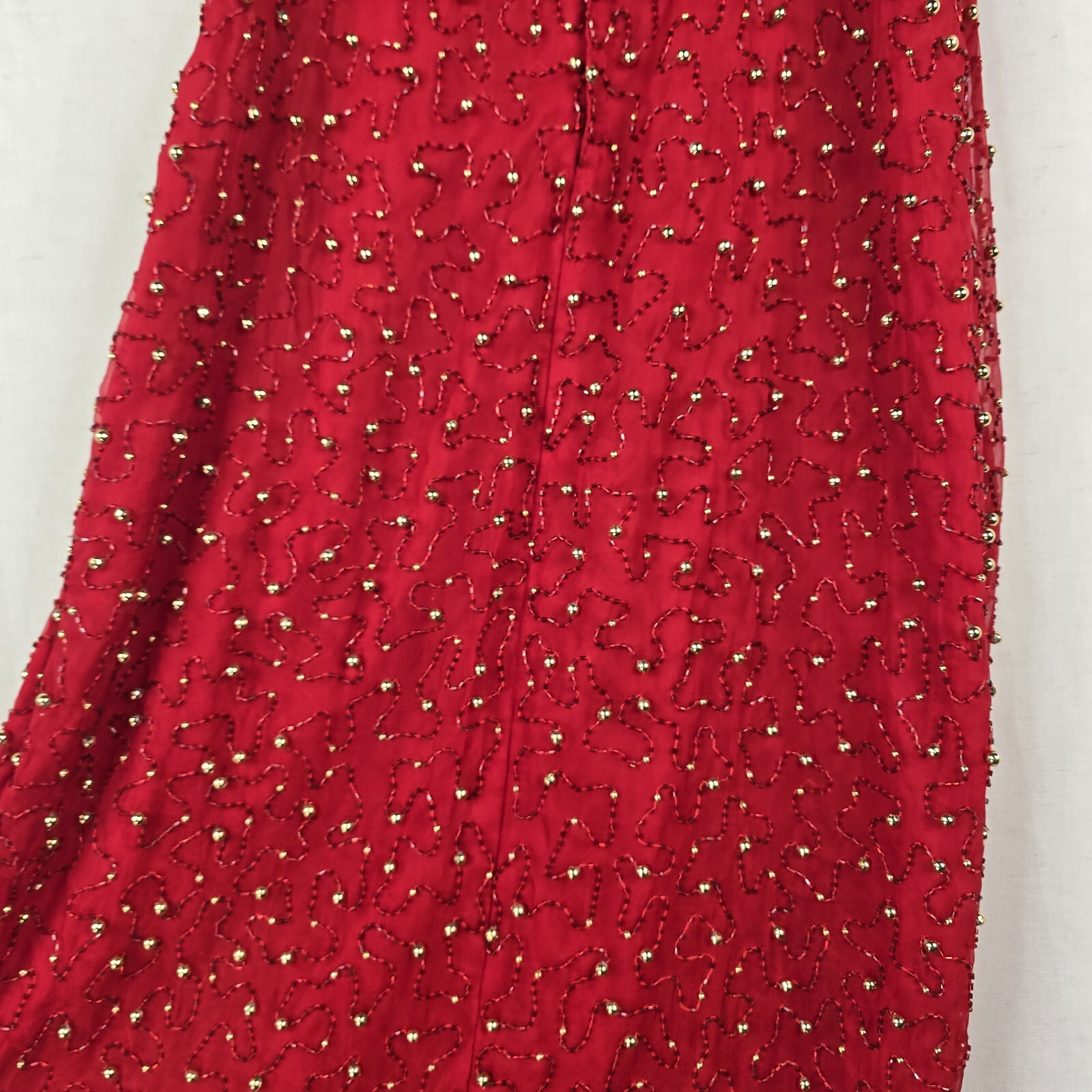 Vintage Scala Y2k Womens Medium 6 Red Beaded Silk Jessica Rabbit Dress