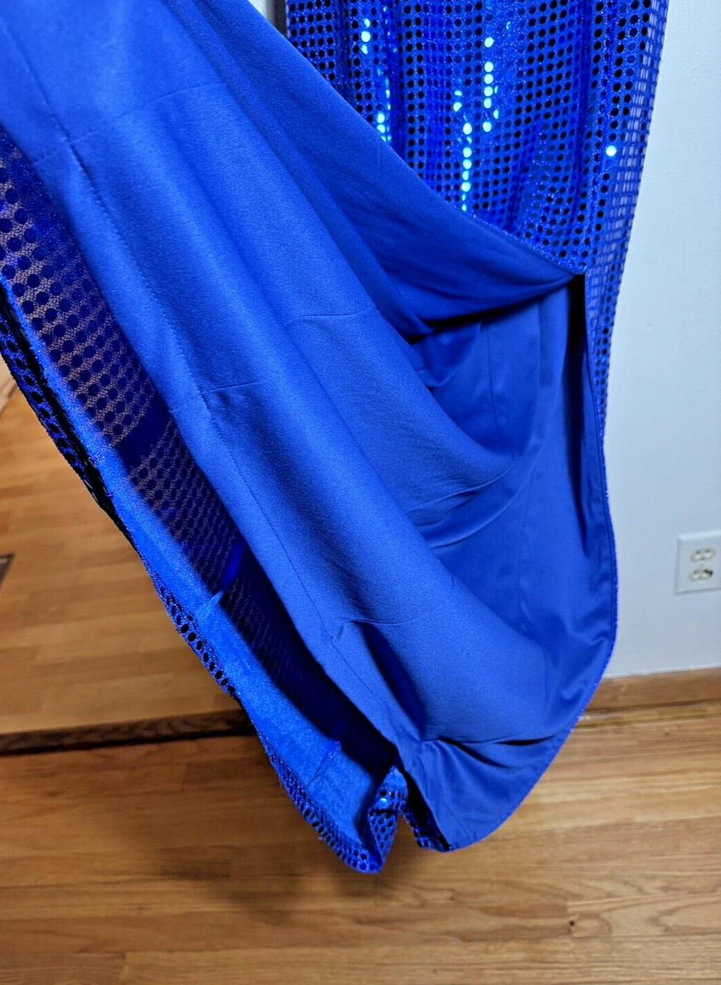 1990’s LA Glow Blue Metallic Blingy Sequined Zipper Dress Gown Juniors 9/10