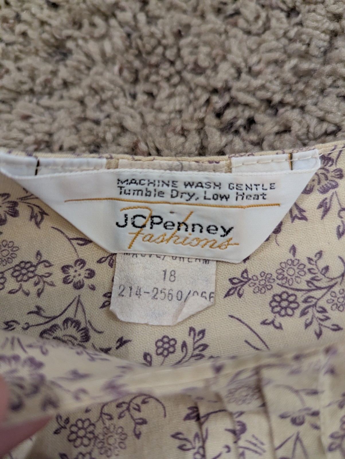 Vintage 1970’s JC Penney Purple Floral & Lace Boho Prairie Style Dress Size 18