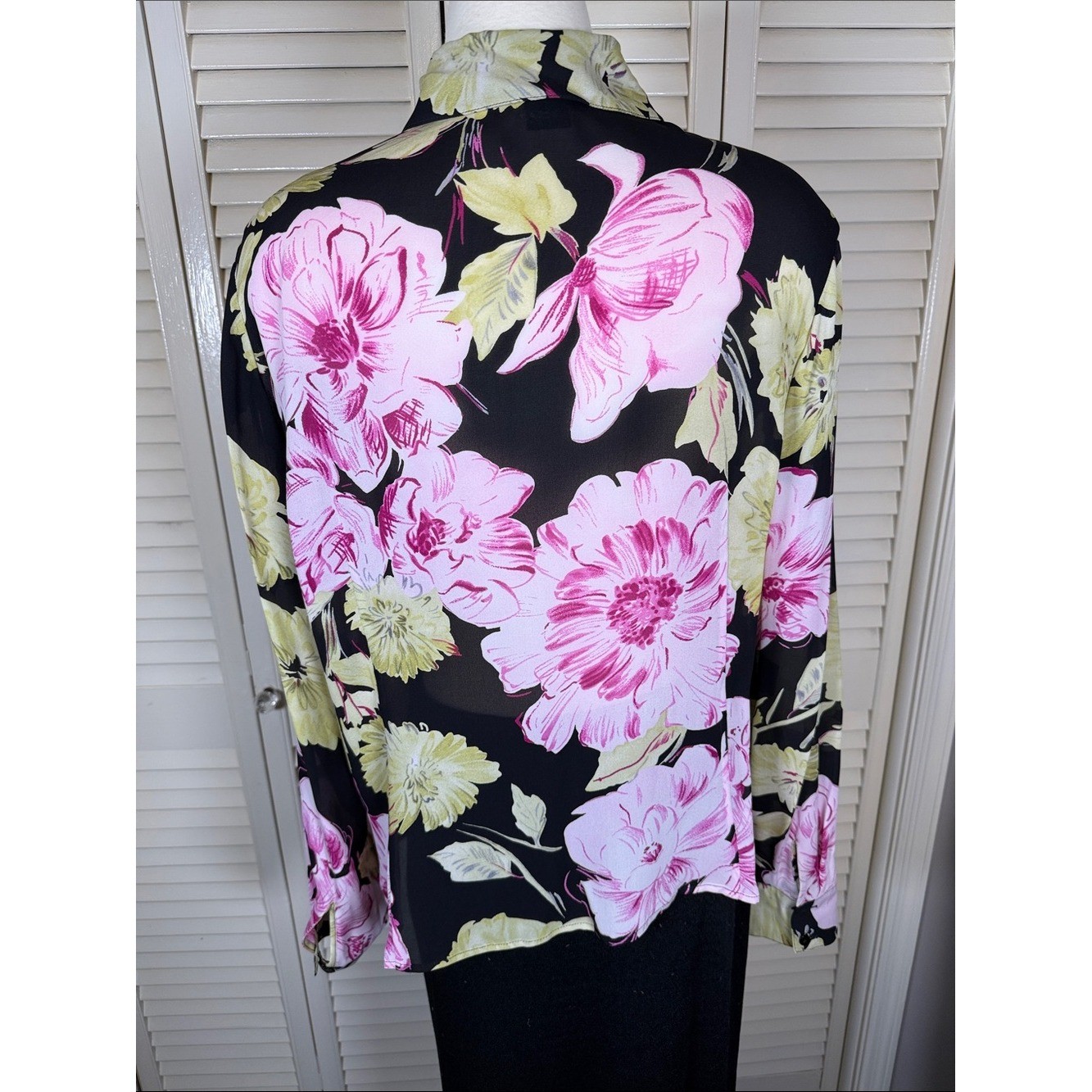 Linda Allard Ellen Tracy Vintage 90s Silk Floral Blouse Size 18 Perfect