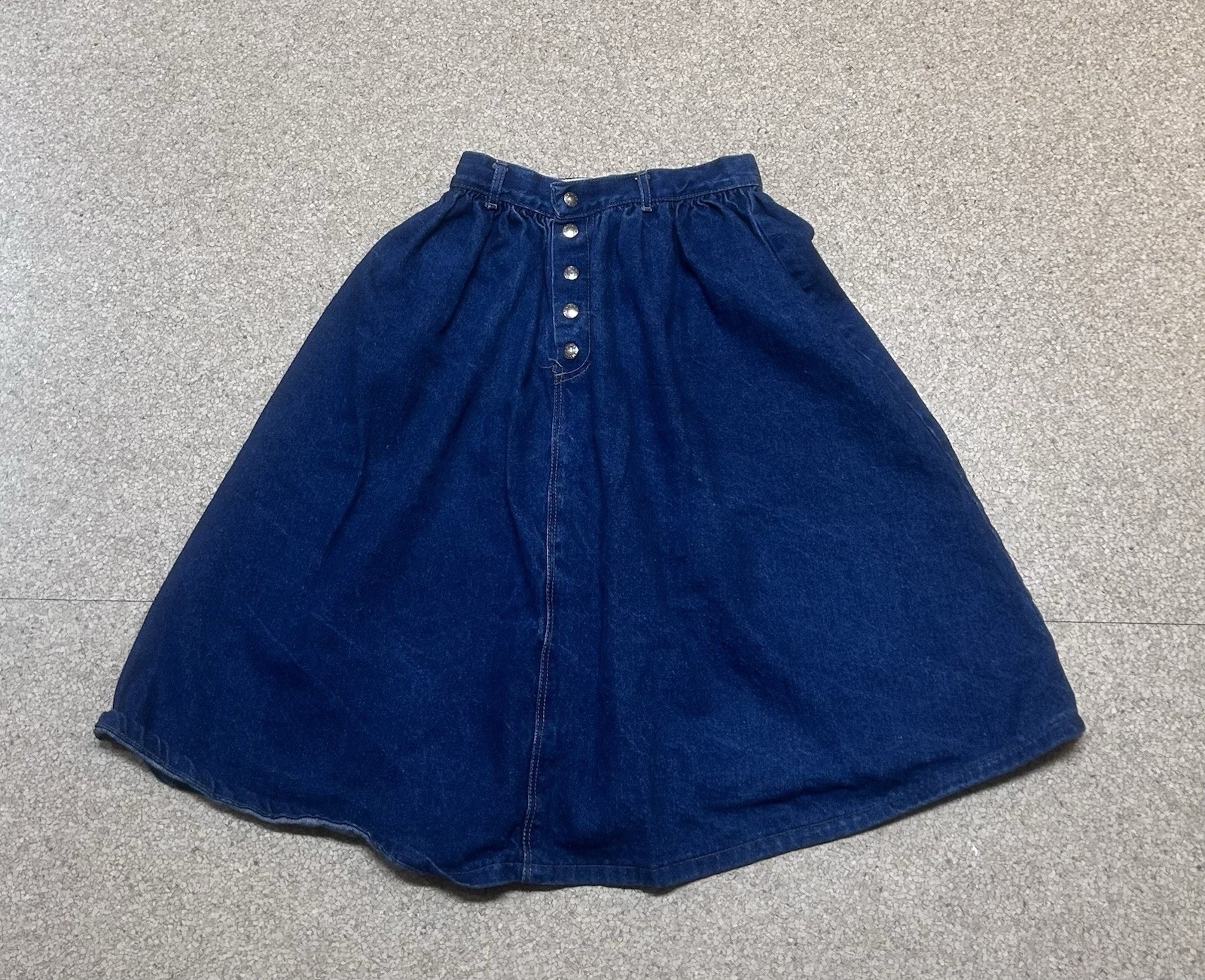 Vintage Brittania Denim Midi Skirt | 90s High Waist | Button Front | size 10