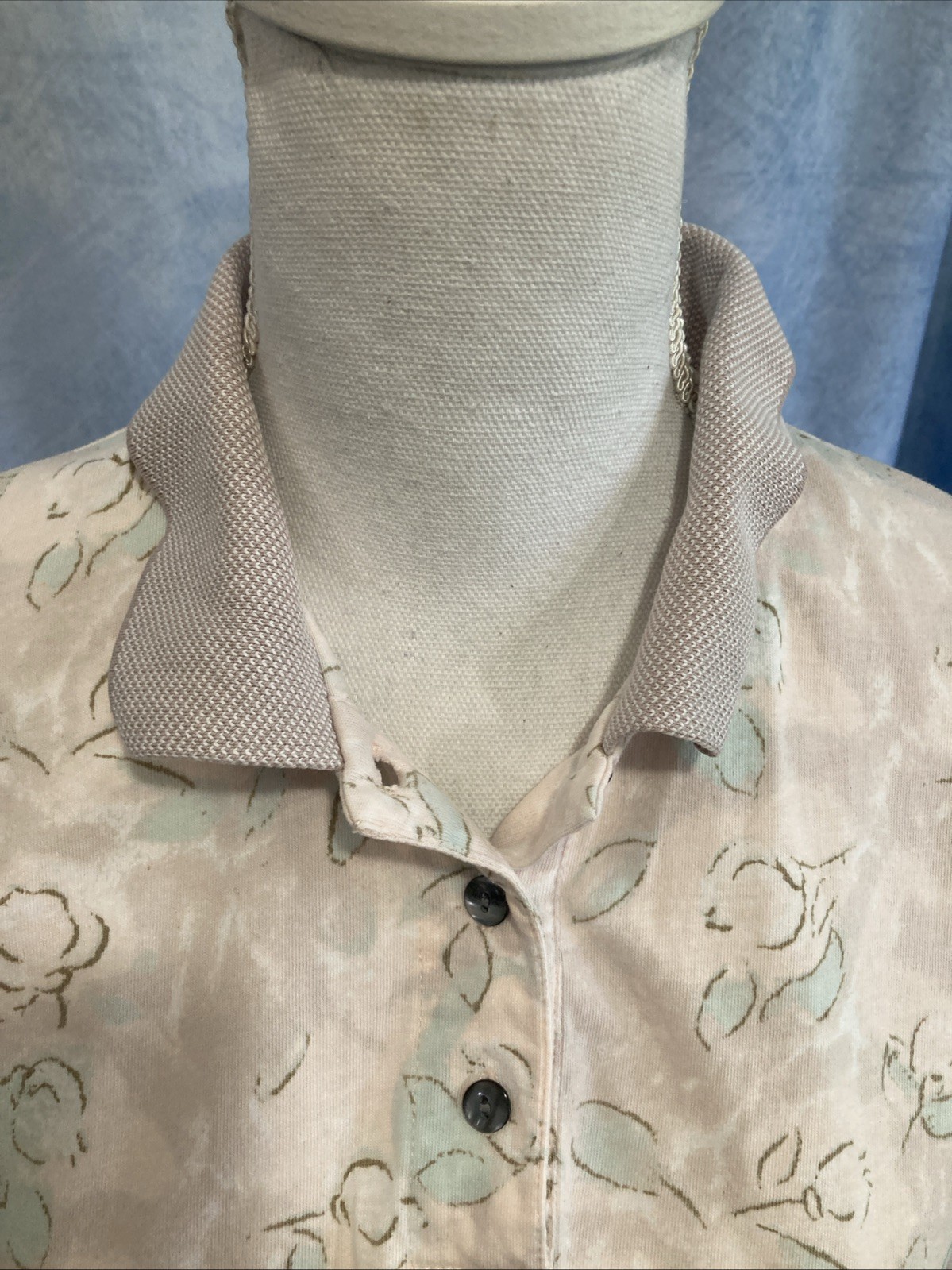 Vtg 90s Arrow Americas Golf Polo Shirt Womens L Cotton Floral Cottagecore Pastel