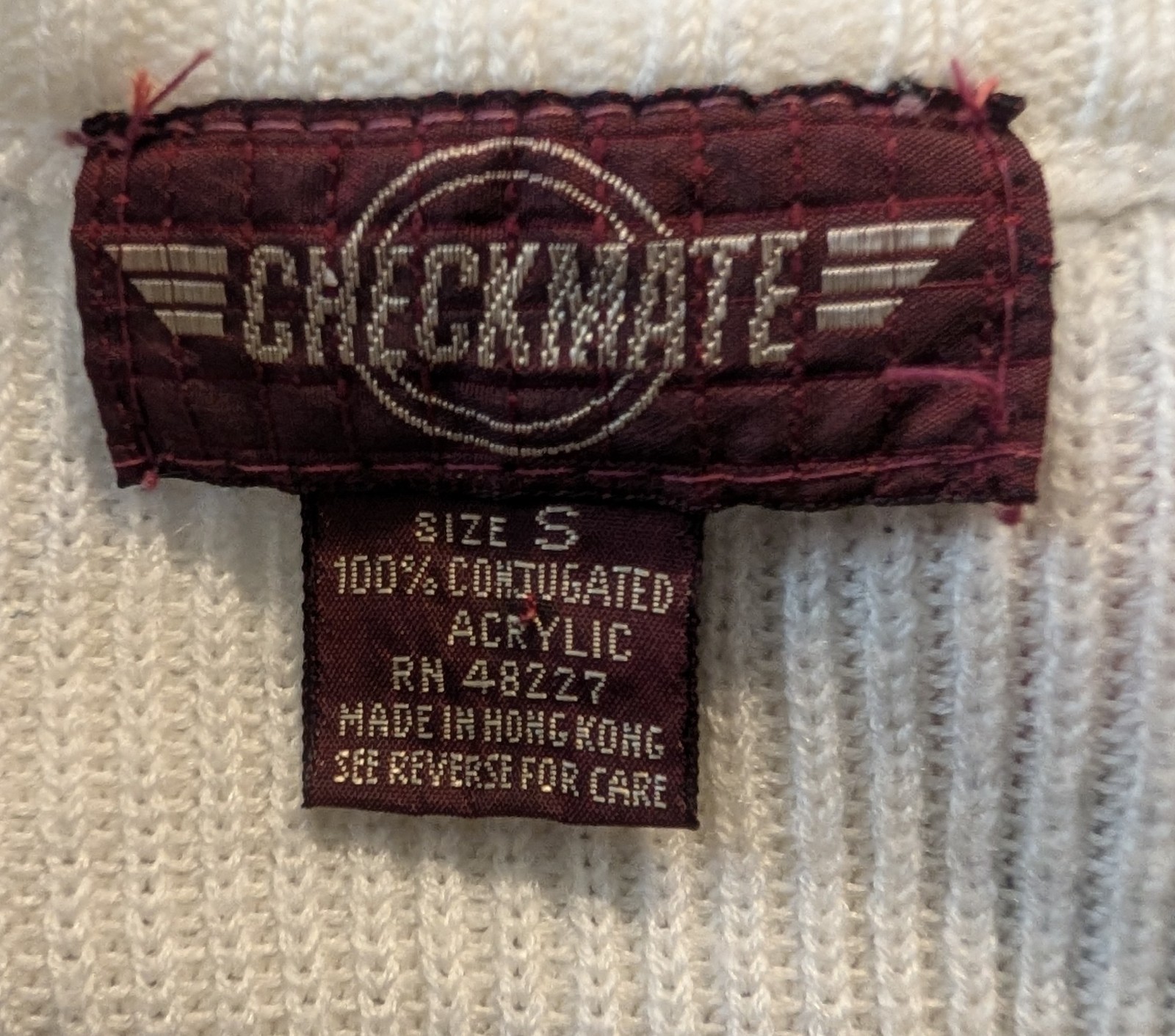 Vintage 70’s Checkmate Knit Preppy Striped Acrylic Pullover Sweater Hong Kong S