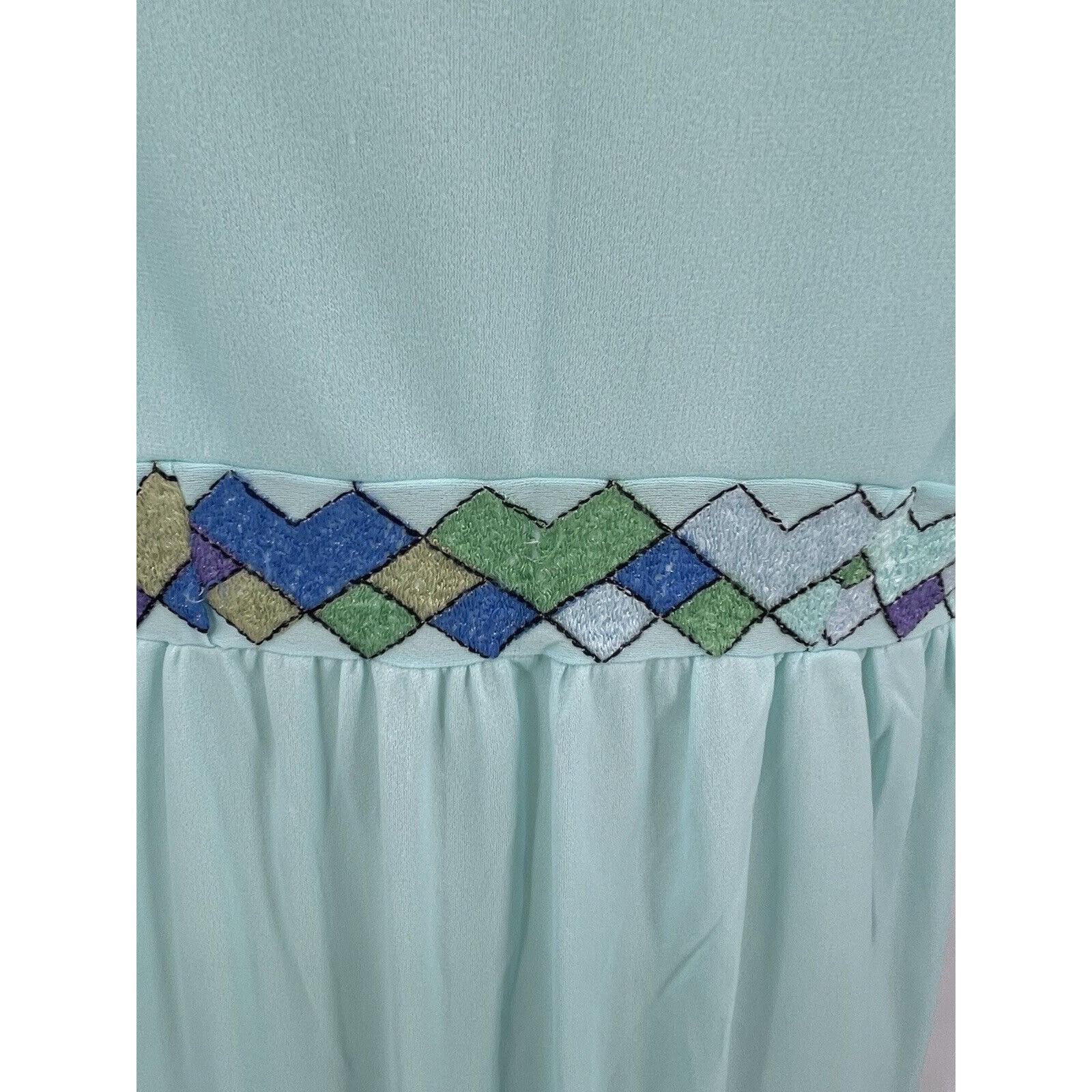 Vintage Emilio Pucci For Formfit Rogers Nightgown Robe Harlequin Nights Blue M