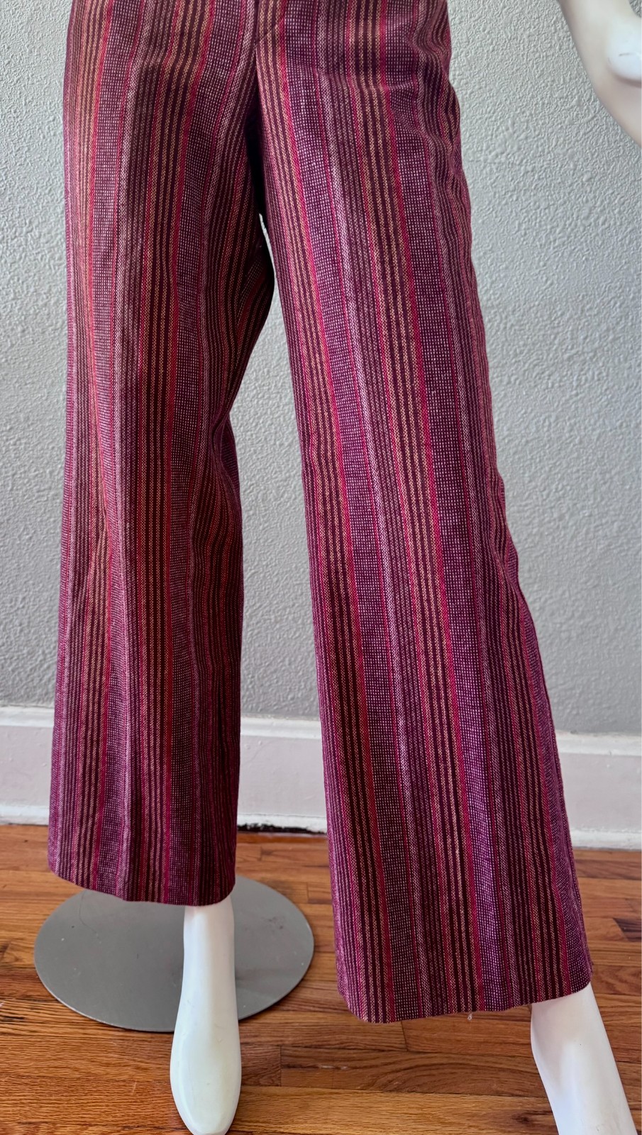 Vintage 70s Burgundy Retro Hippie Trousers Pants L/XL