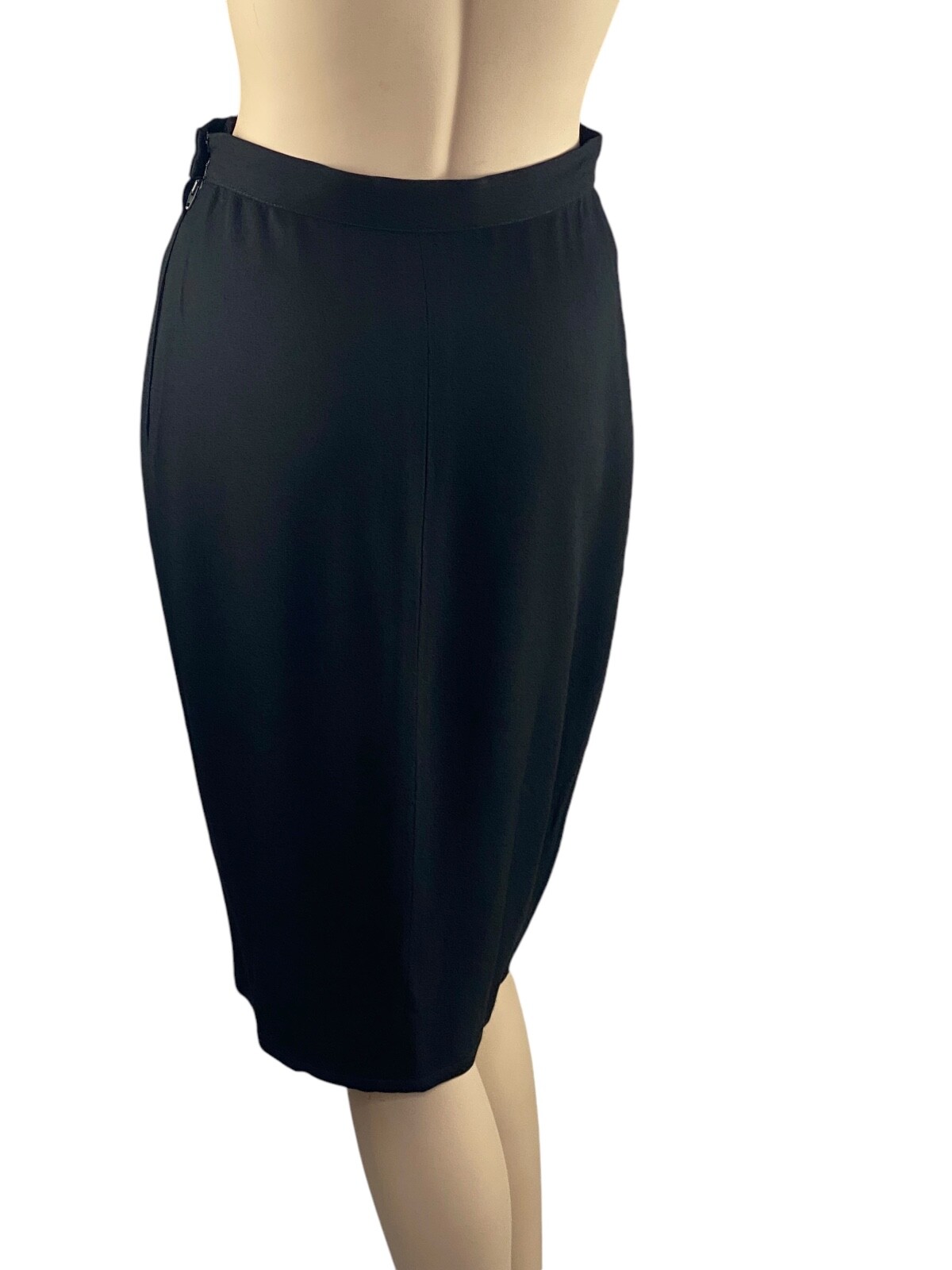 Vintage SONIA RYKIEL Classic Black Crepe Pencil Skirt Sz. 38 Made in France