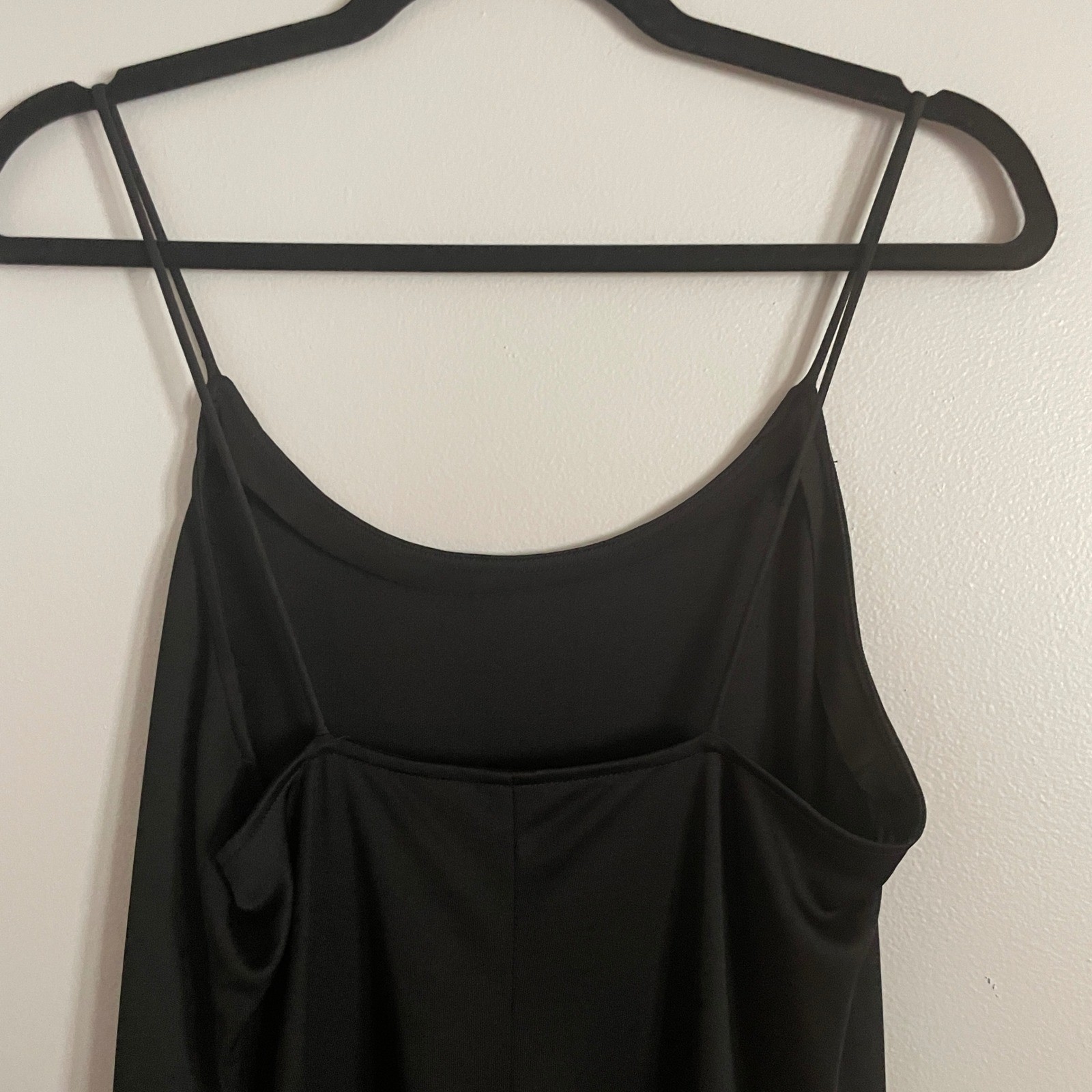 Victor Costa Slip Dress Women 10 Black Spaghetti Strap Vintage Midi Minimalist