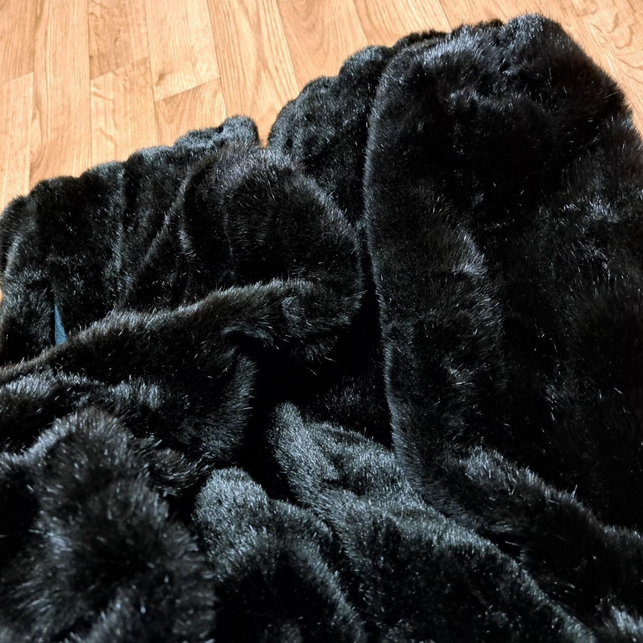 Vintage Monterey Fashions Black Faux Fur coat Size 14 Made In USA
